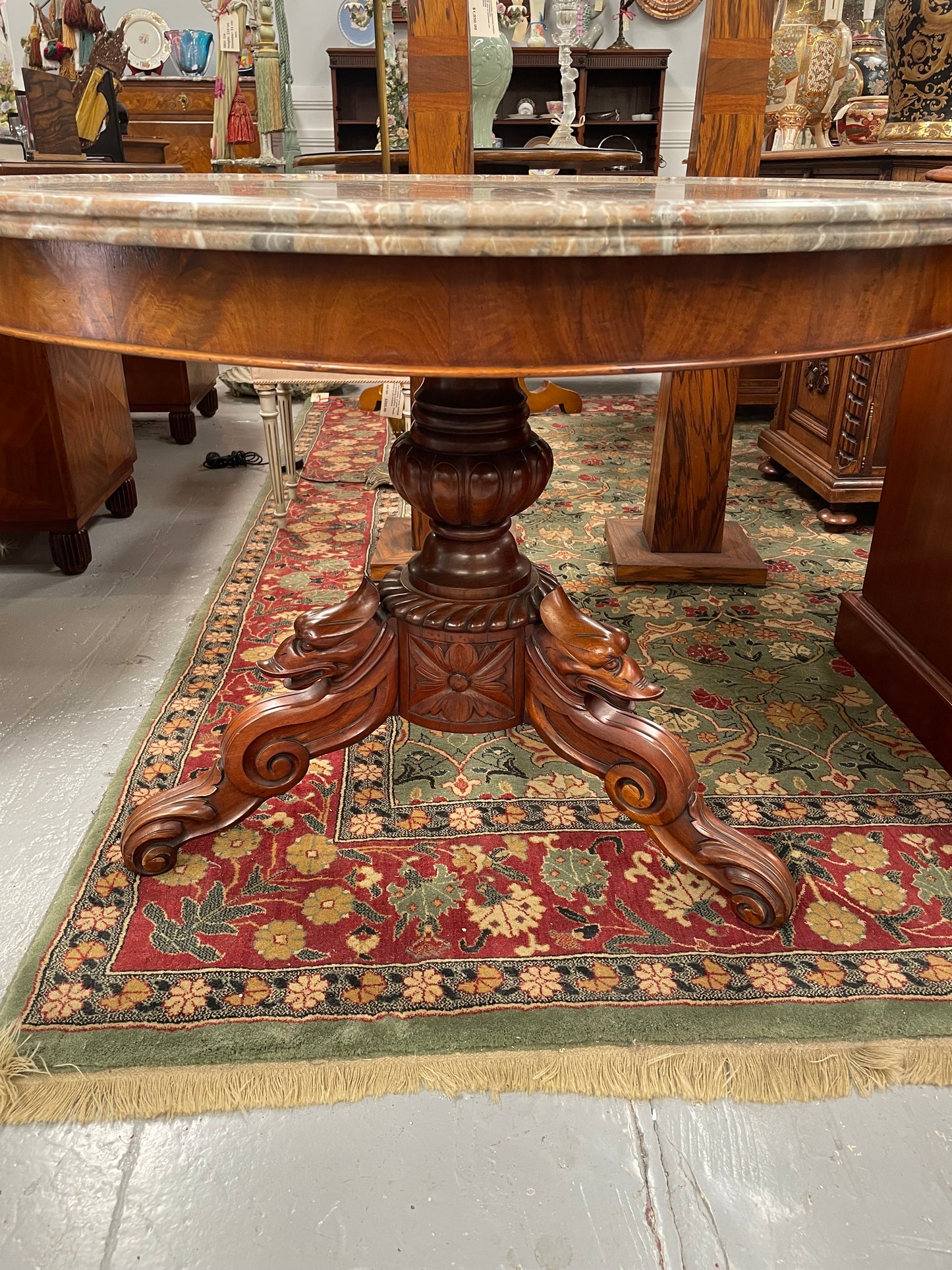 Marble Top Mahogany Gueridon Centre Table Crafted in France C:1860