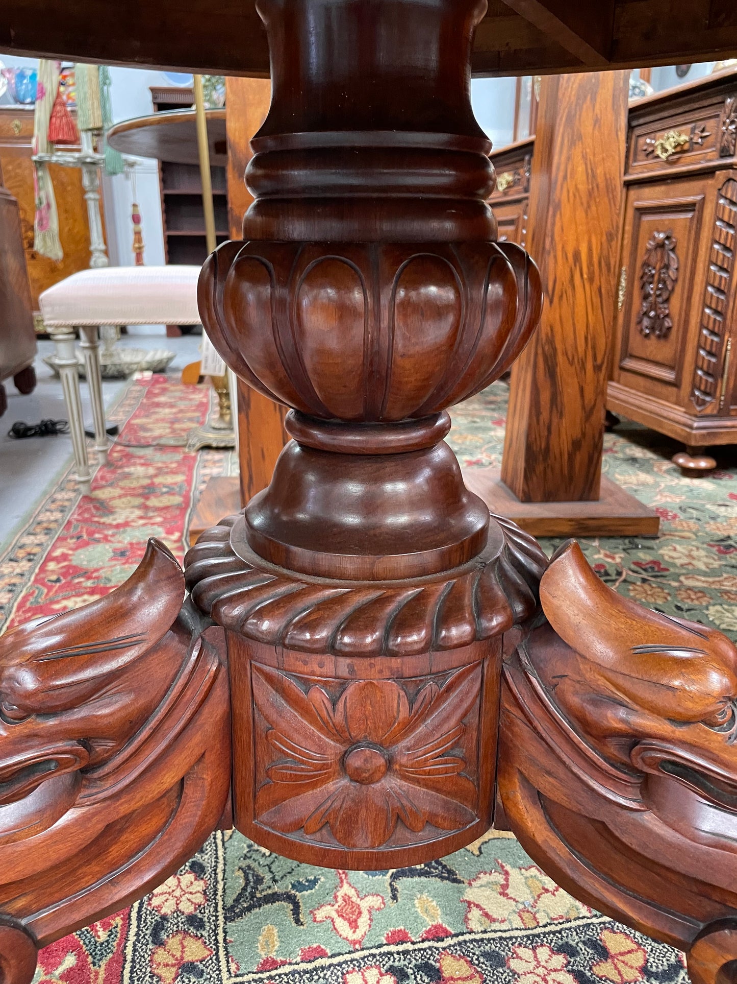 Marble Top Mahogany Gueridon Centre Table Crafted in France C:1860