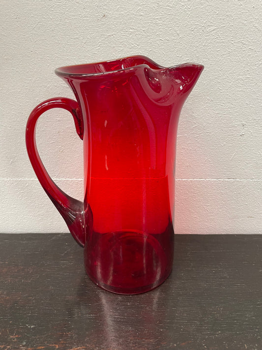 Vintage Ruby Red Glass Jug