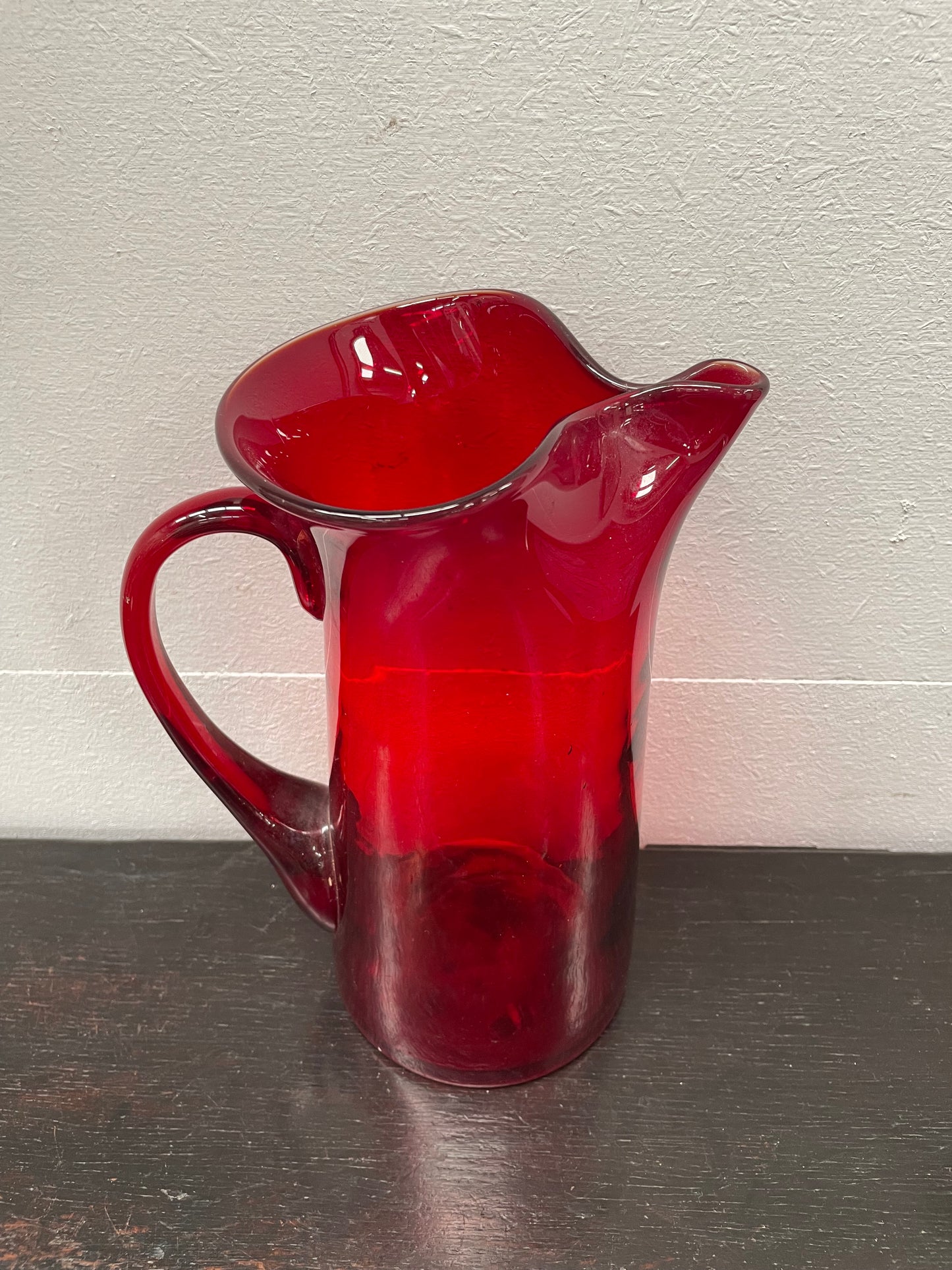 Vintage Ruby Red Glass Jug