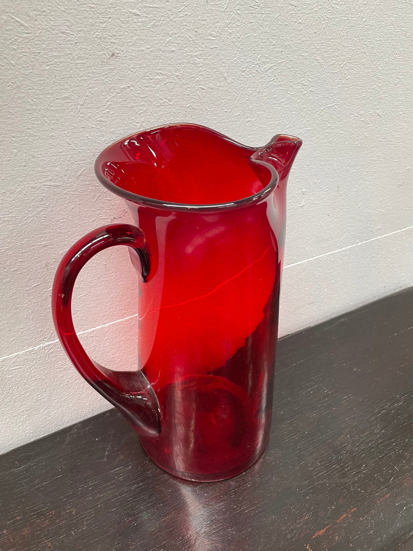 Vintage Ruby Red Glass Jug