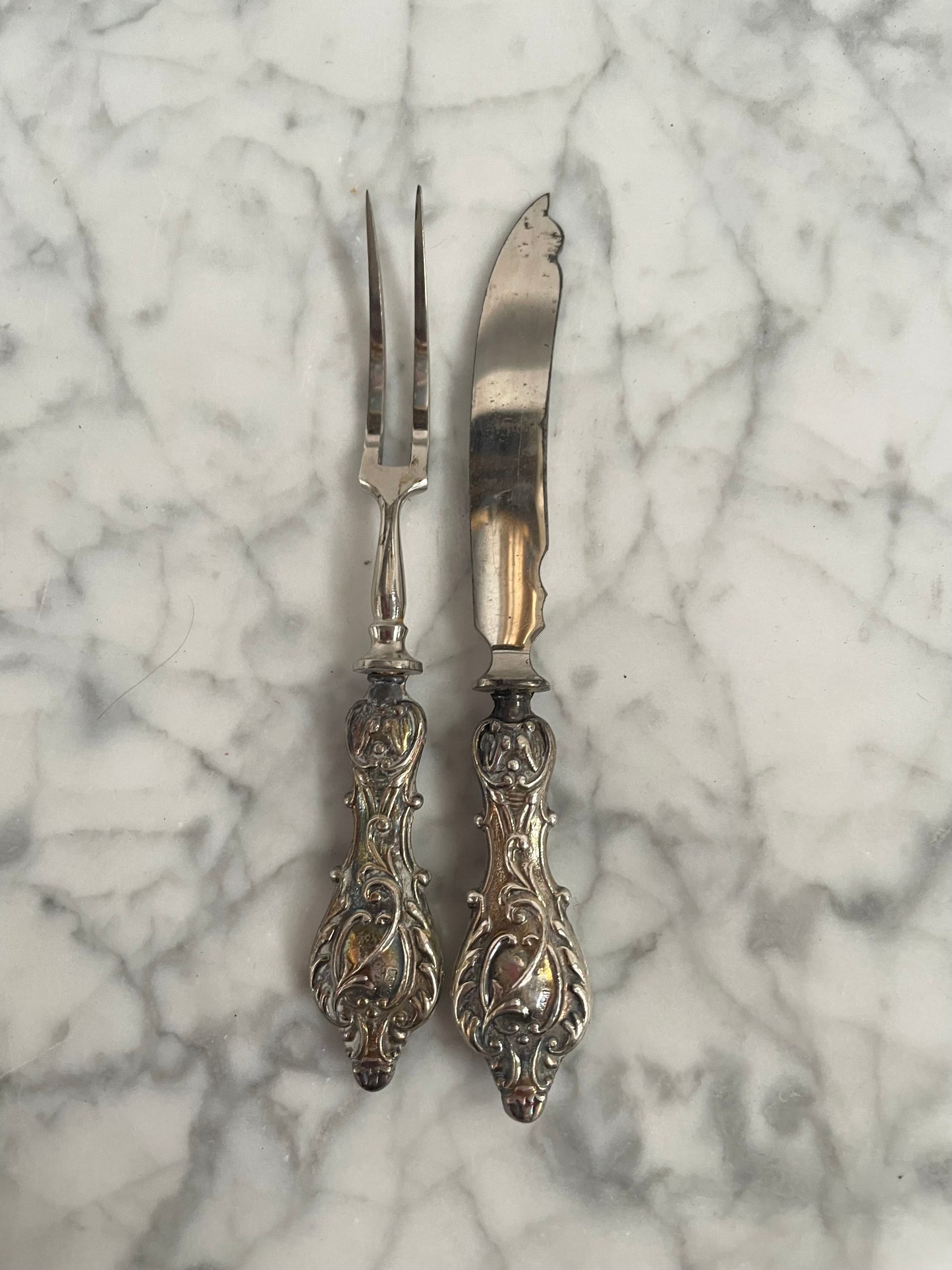 Sterling Silver Fruit Knife And Fork. Birmingham 1905