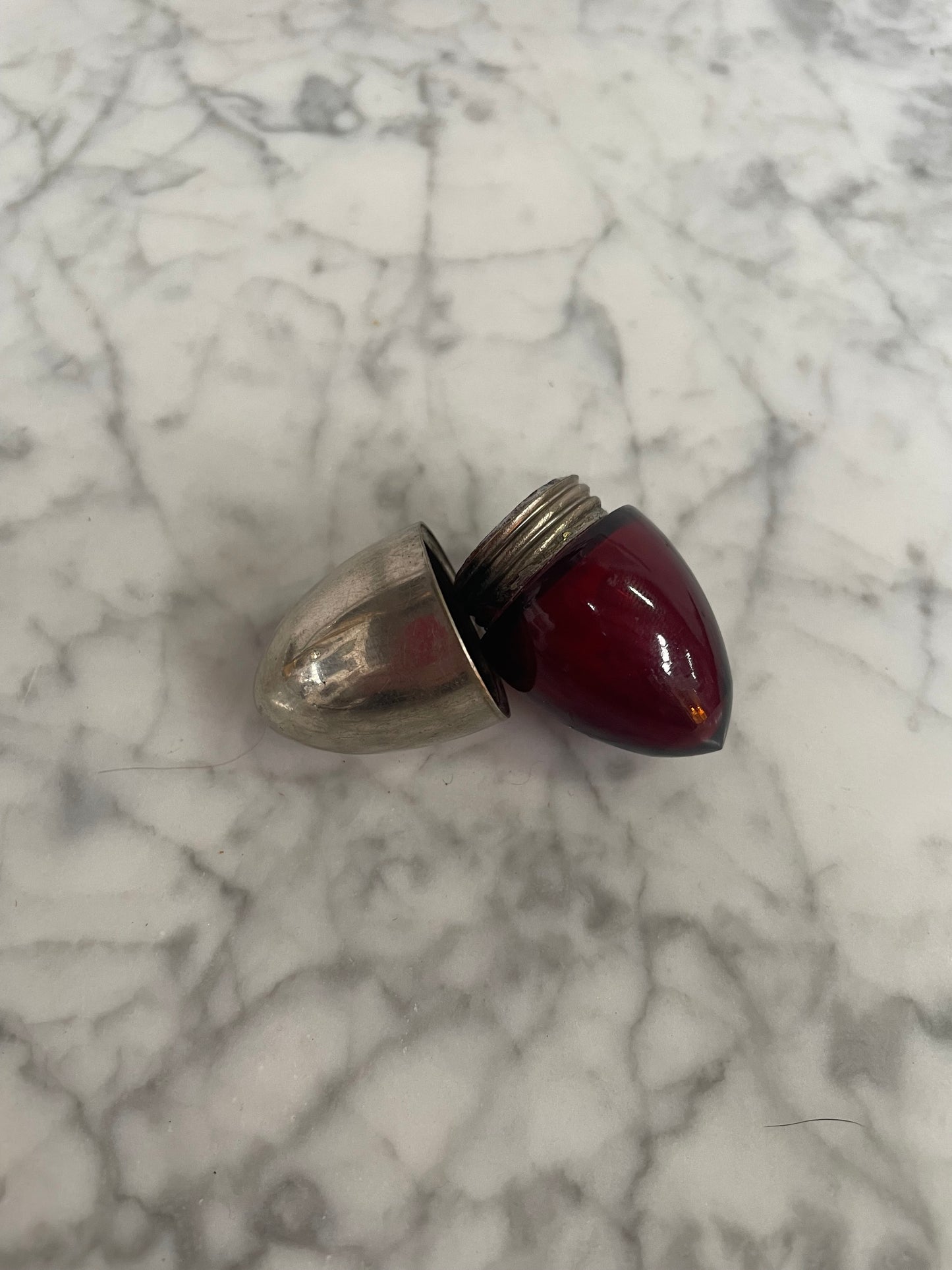 Rare Bullet Shaped Ruby & EPNS Silver Vinaigrette