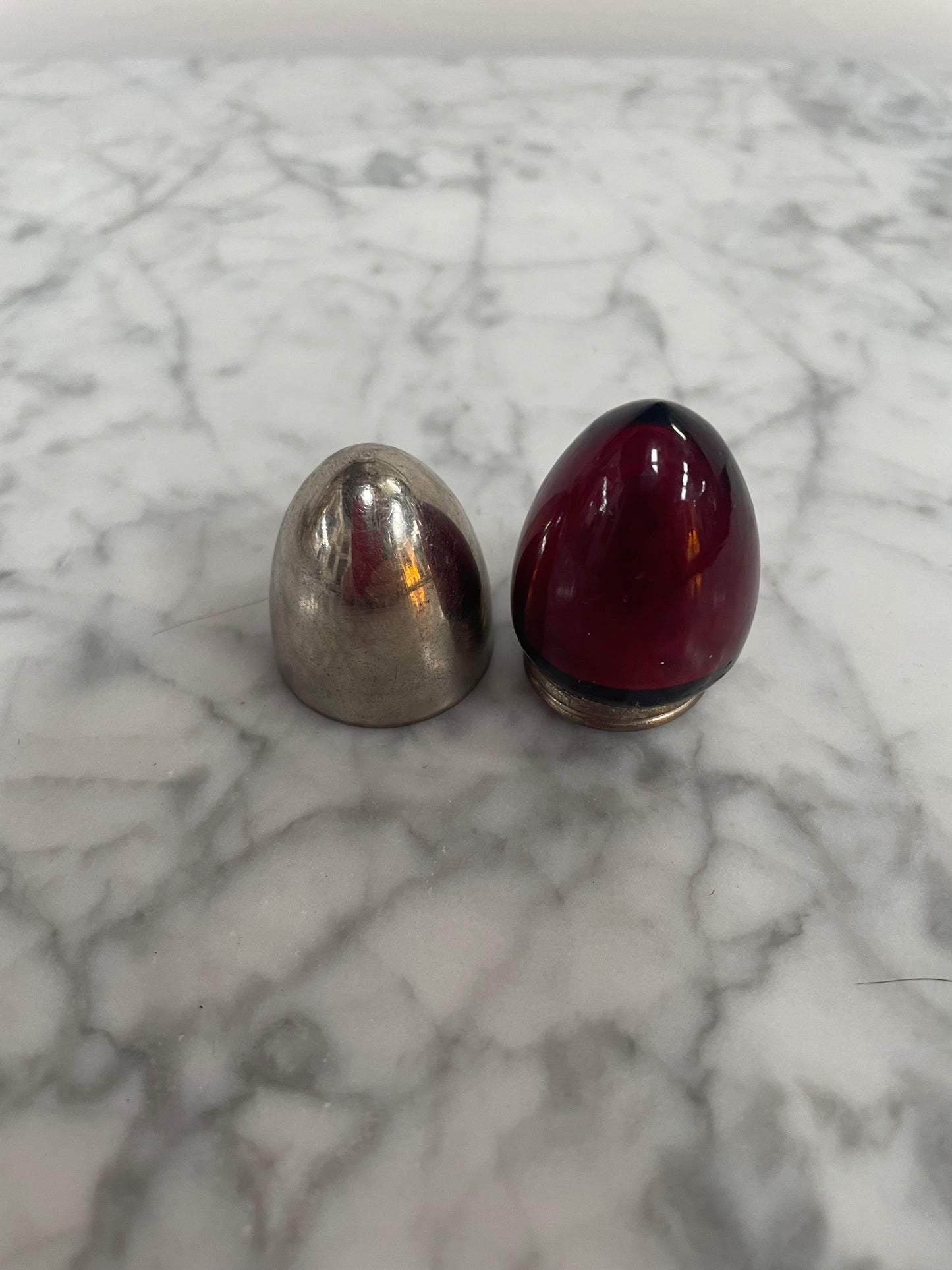 Rare Bullet Shaped Ruby & EPNS Silver Vinaigrette