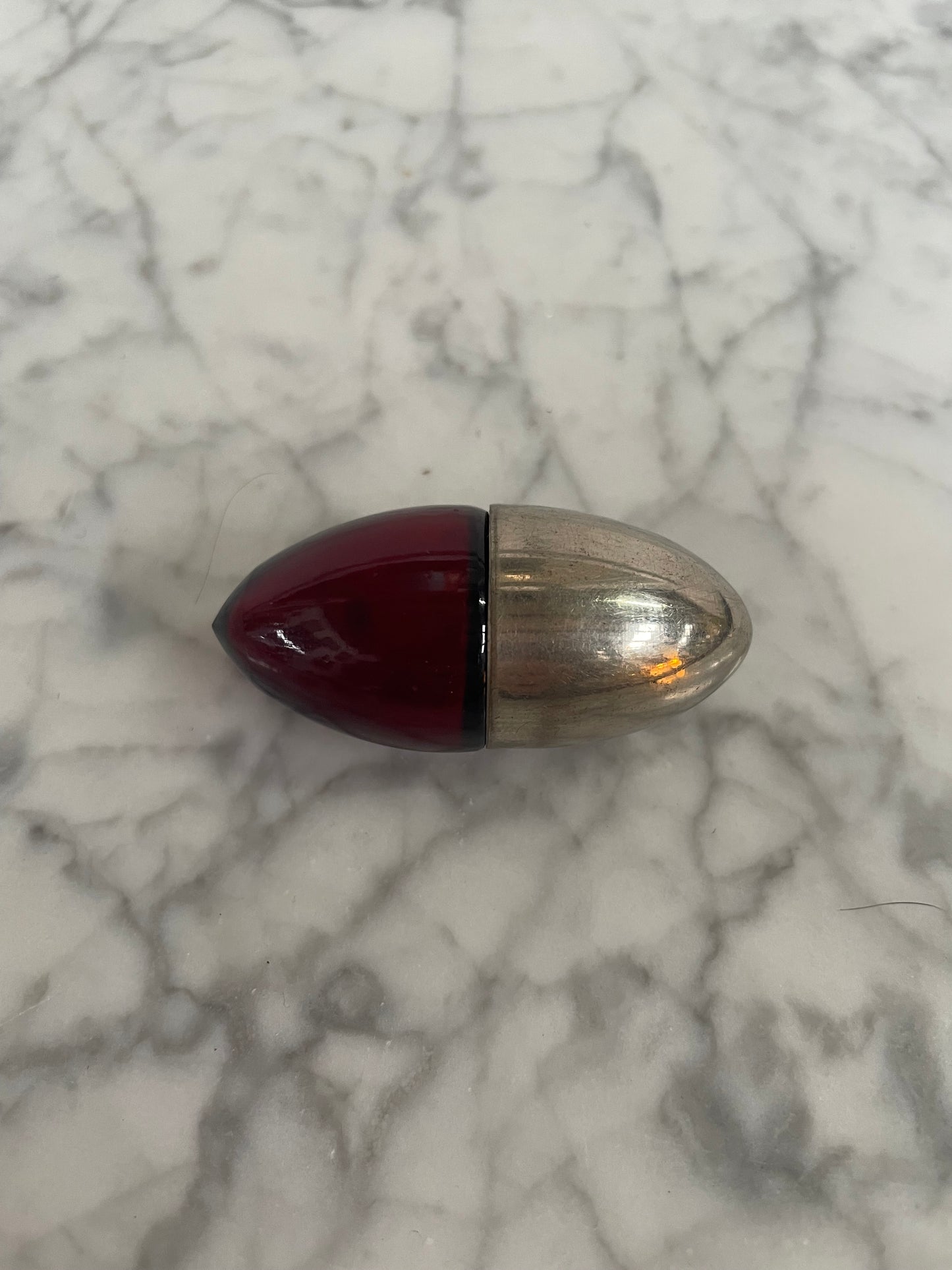 Rare Bullet Shaped Ruby & EPNS Silver Vinaigrette