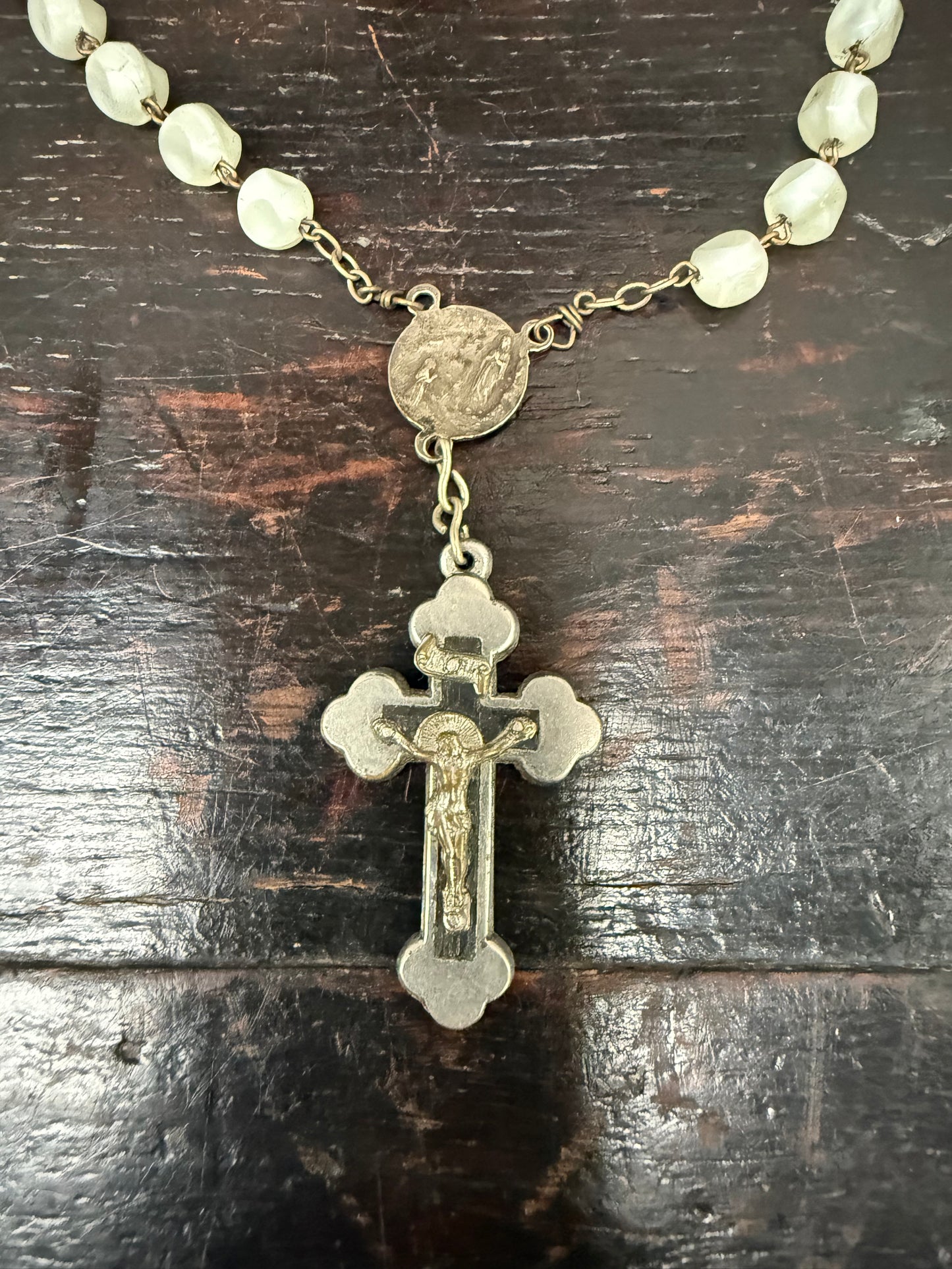 Vintage Mother Of Pearl Rosary Beads