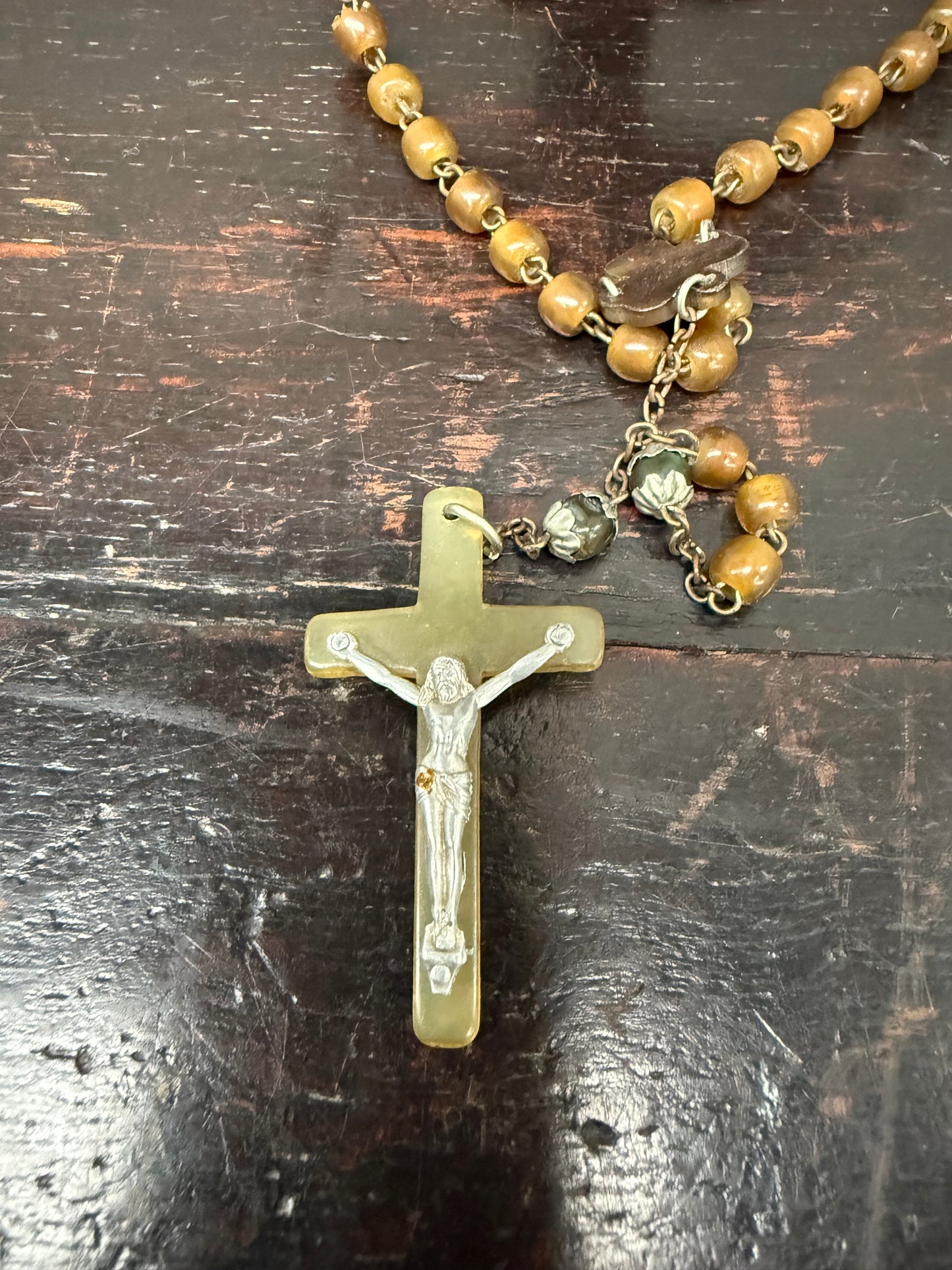 Antique Horn Irish Rosary Beads