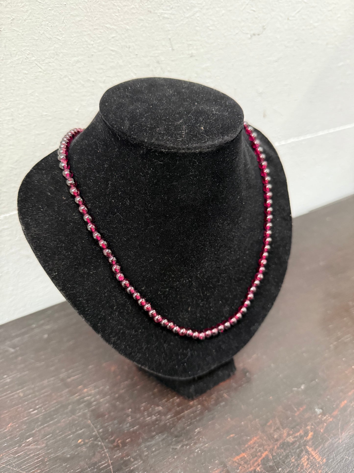 Vintage Garnet Bead Necklace
