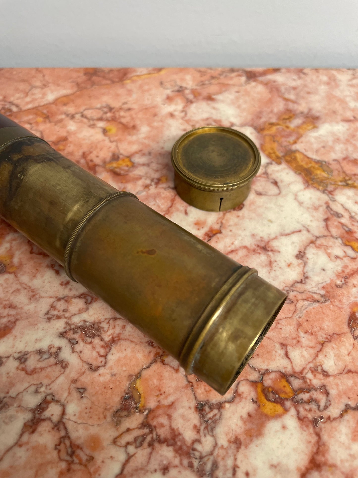 Antique Four Draw Mahogany Brass Telescope
