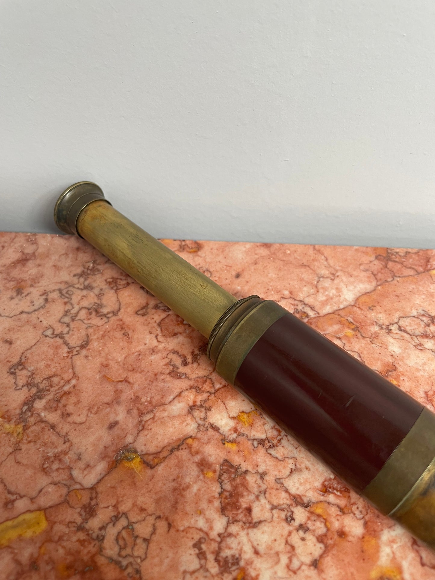 Antique Four Draw Mahogany Brass Telescope