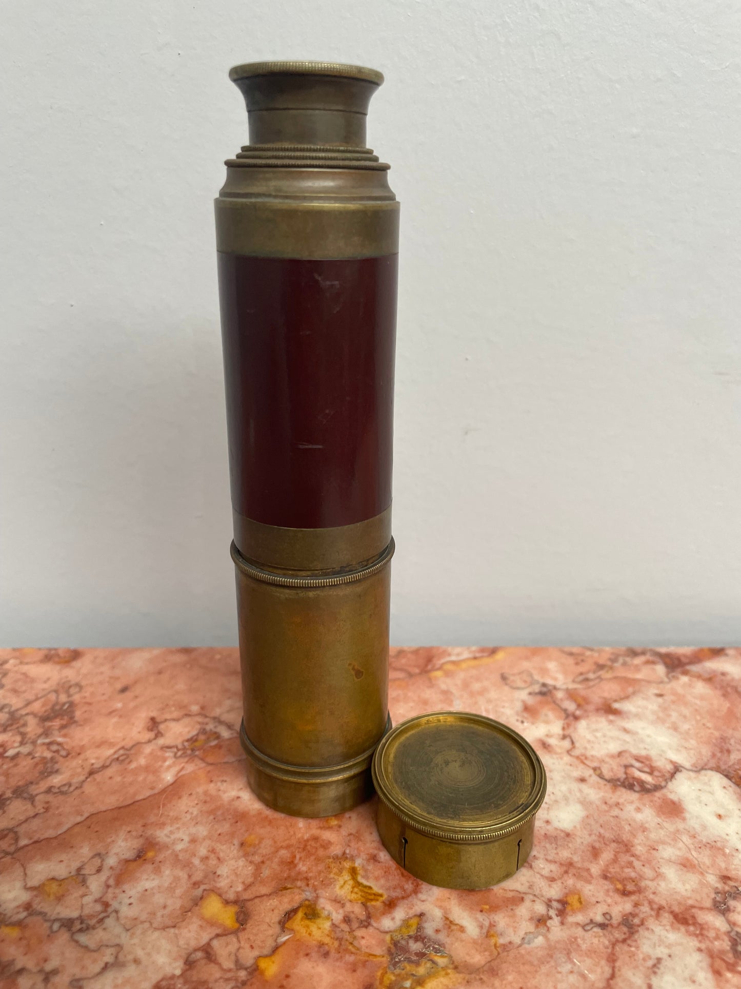 Antique Four Draw Mahogany Brass Telescope