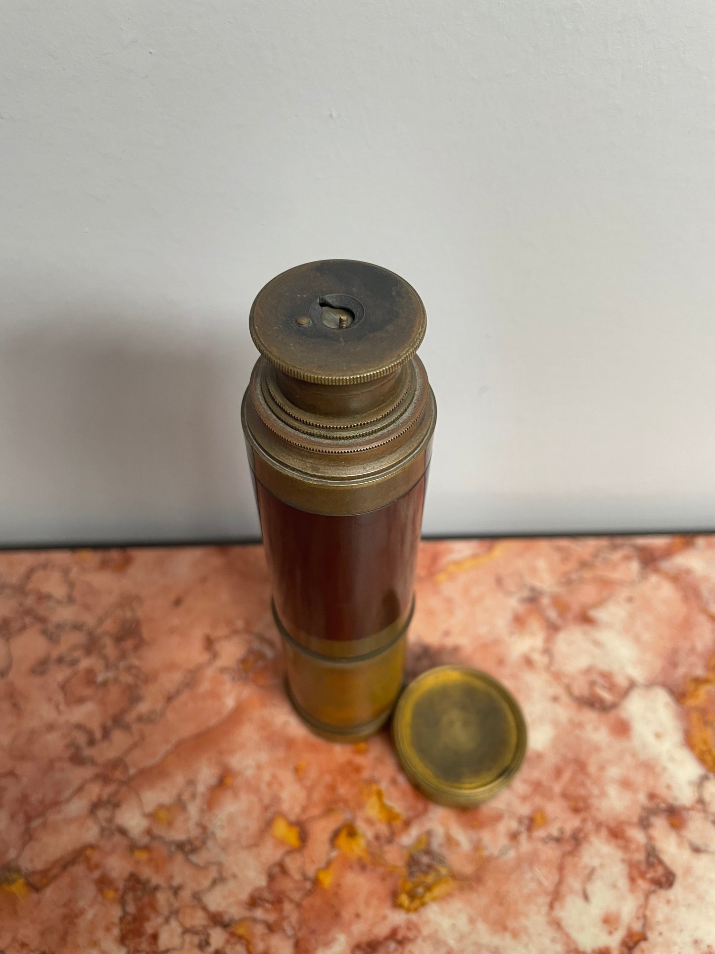 Antique Four Draw Mahogany Brass Telescope