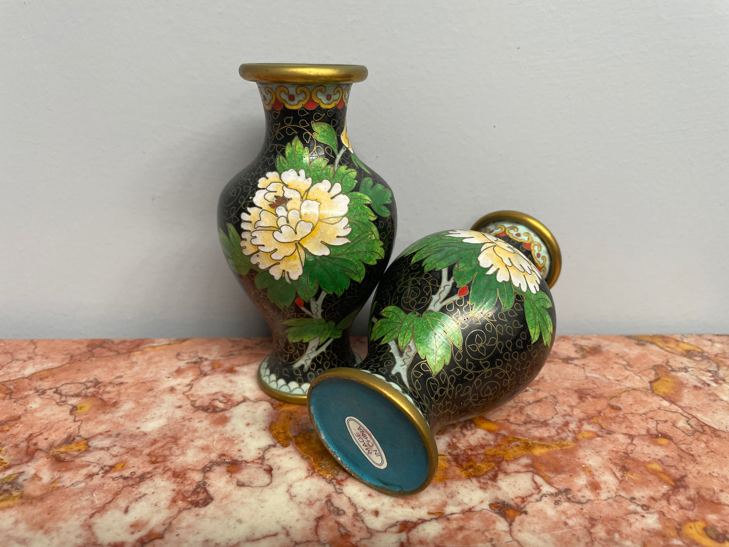 Pair of Vintage Chinese Cloisonne Vases
