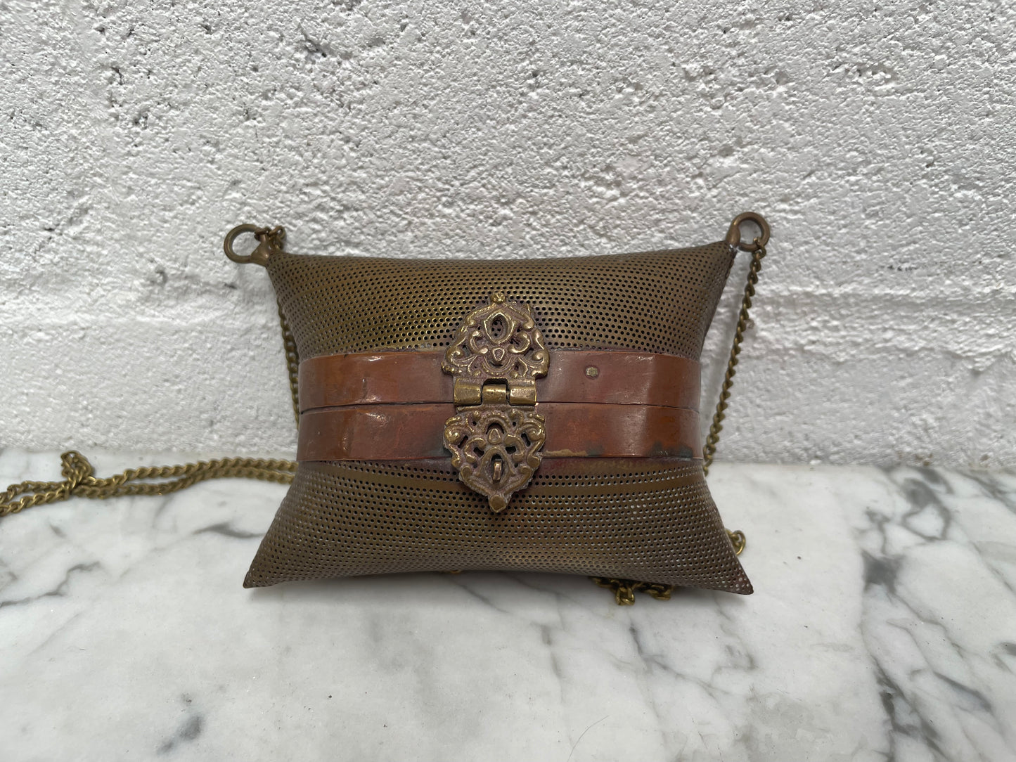 Antique Pillow Shape Purse On Chain
