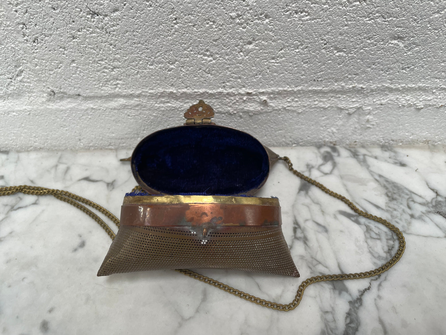 Antique Pillow Shape Purse On Chain