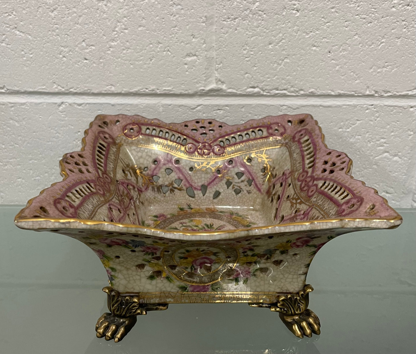 Pretty Decorative Pink and Gold Bowl