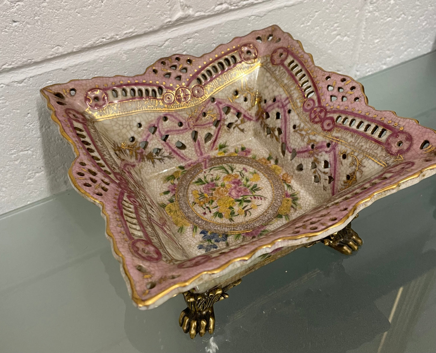 Pretty Decorative Pink and Gold Bowl