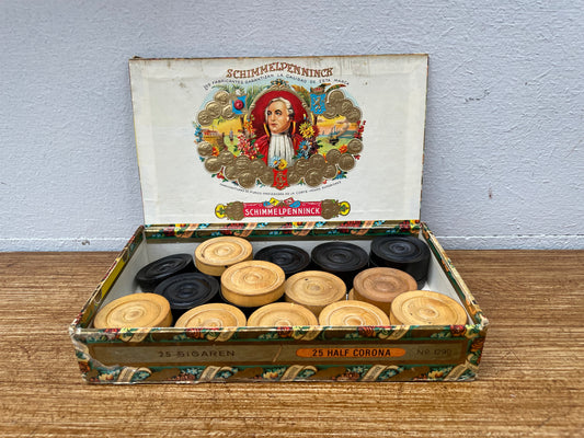 Antique Boxwood Draughts Set