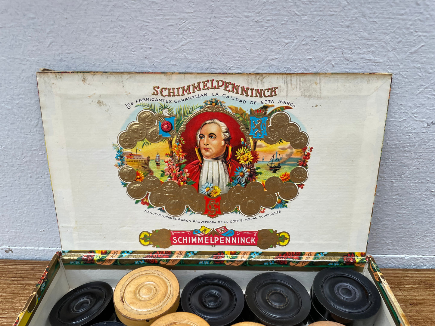 Antique Boxwood Draughts Set