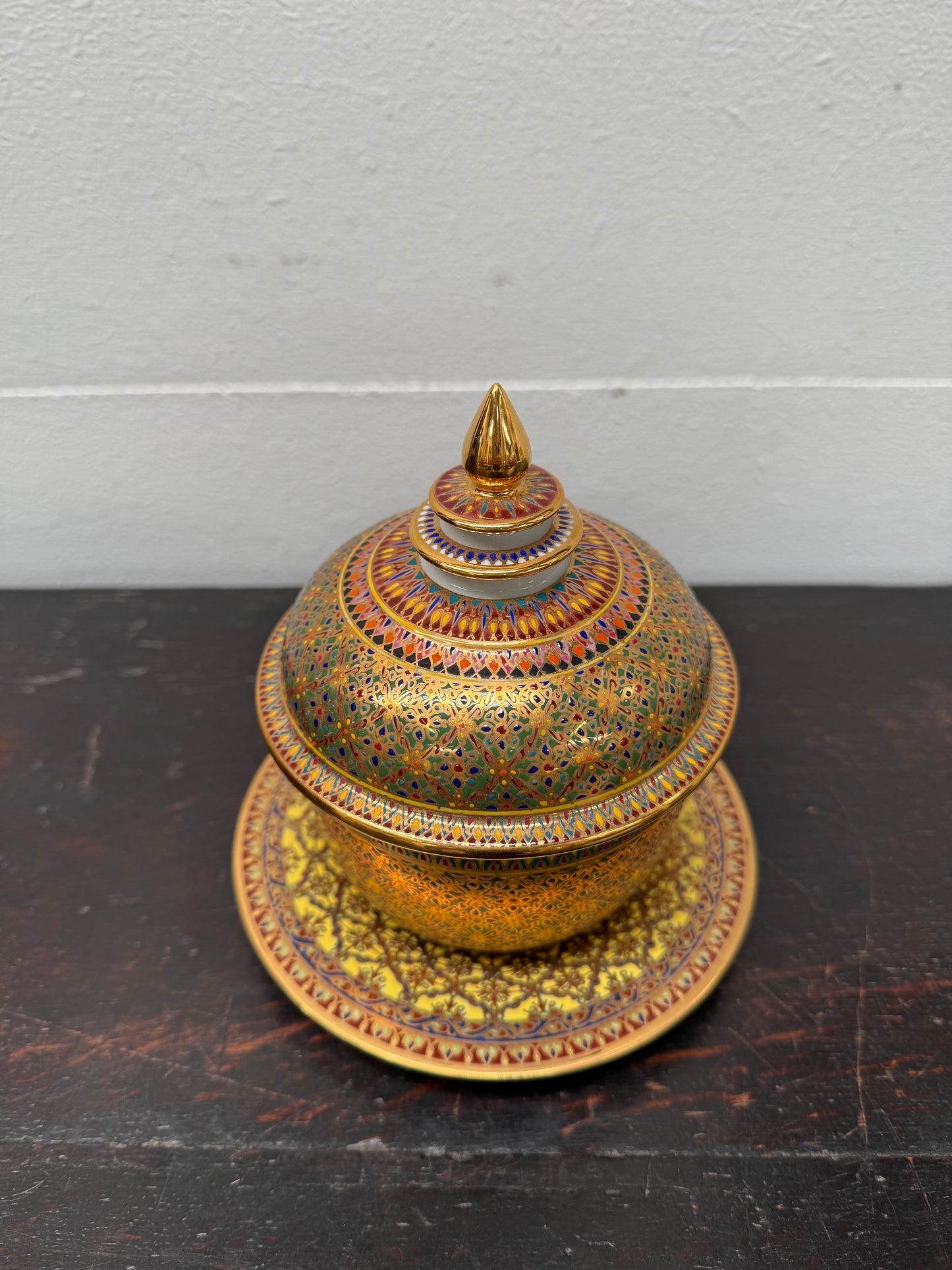 Vintage Hand Painted & Gilded Thai Benjarong Porcelain