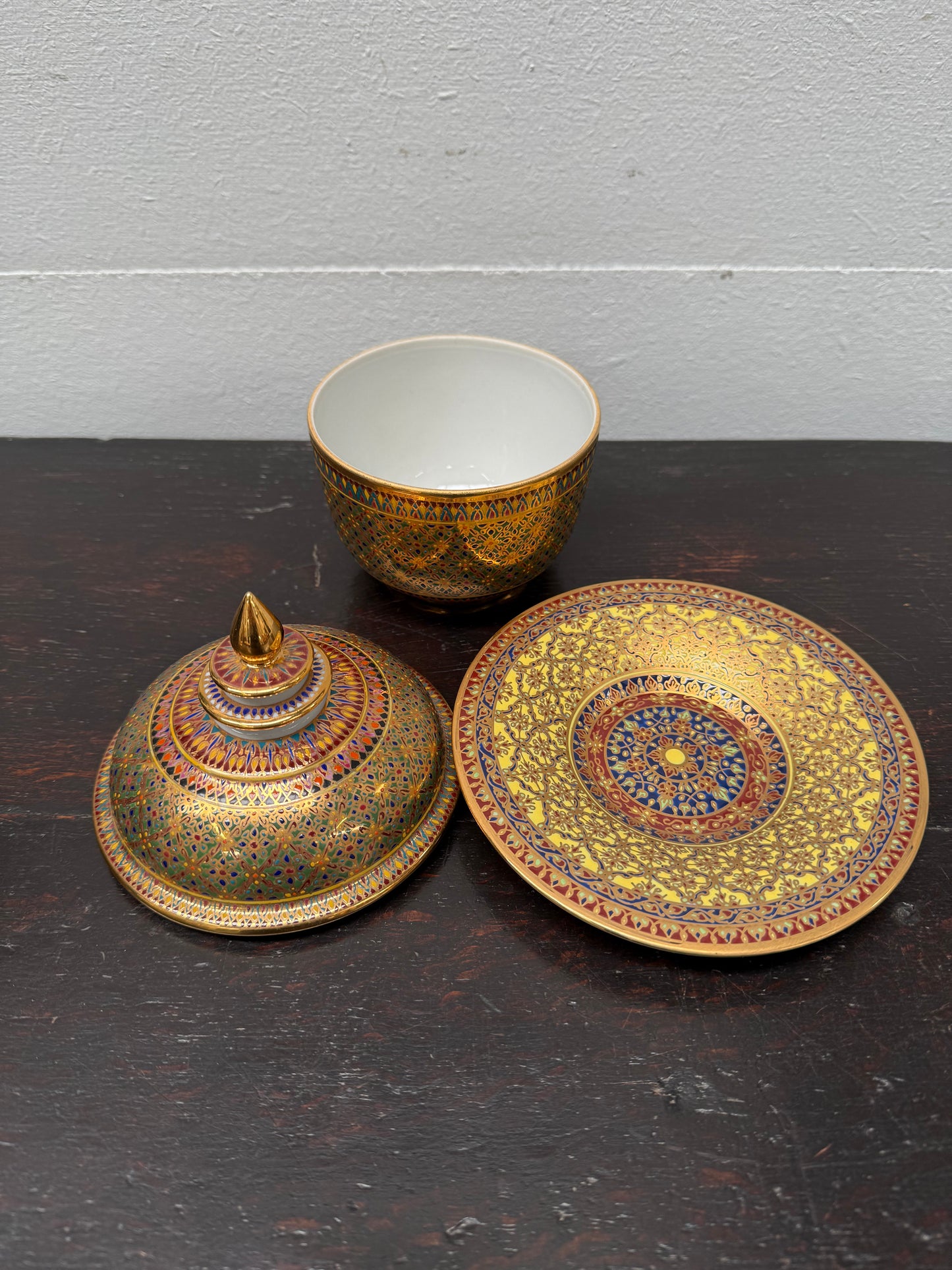 Vintage Hand Painted & Gilded Thai Benjarong Porcelain