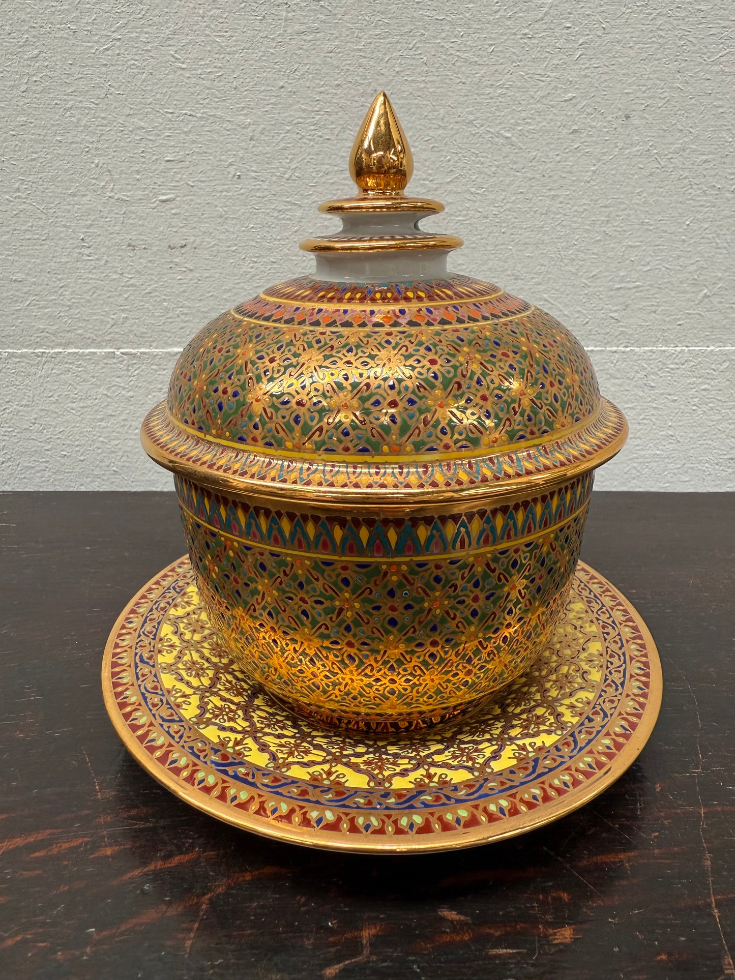 Vintage Hand Painted & Gilded Thai Benjarong Porcelain