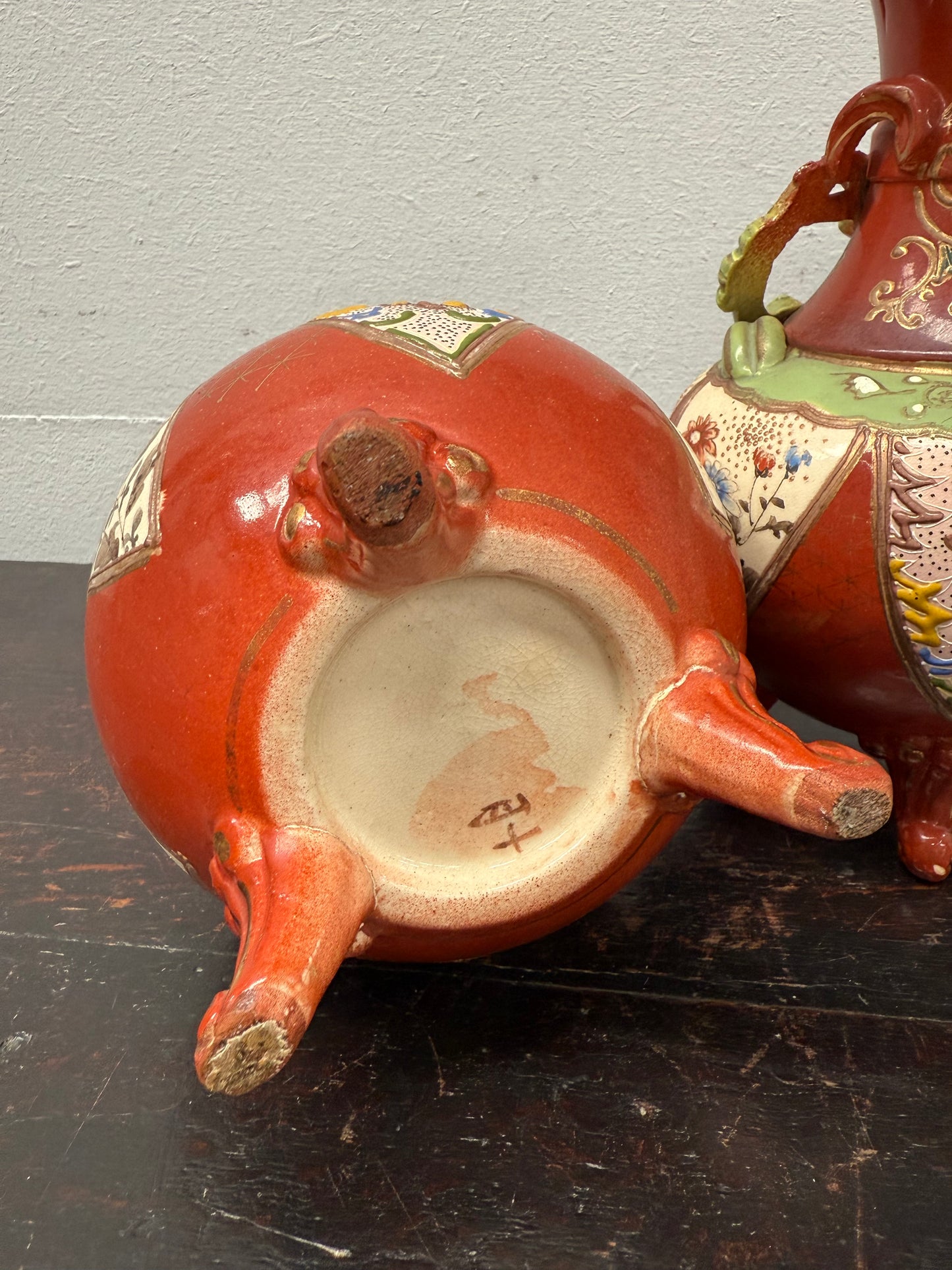 Pair Antique Satsuma Hand Painted Vases (1 a/f)