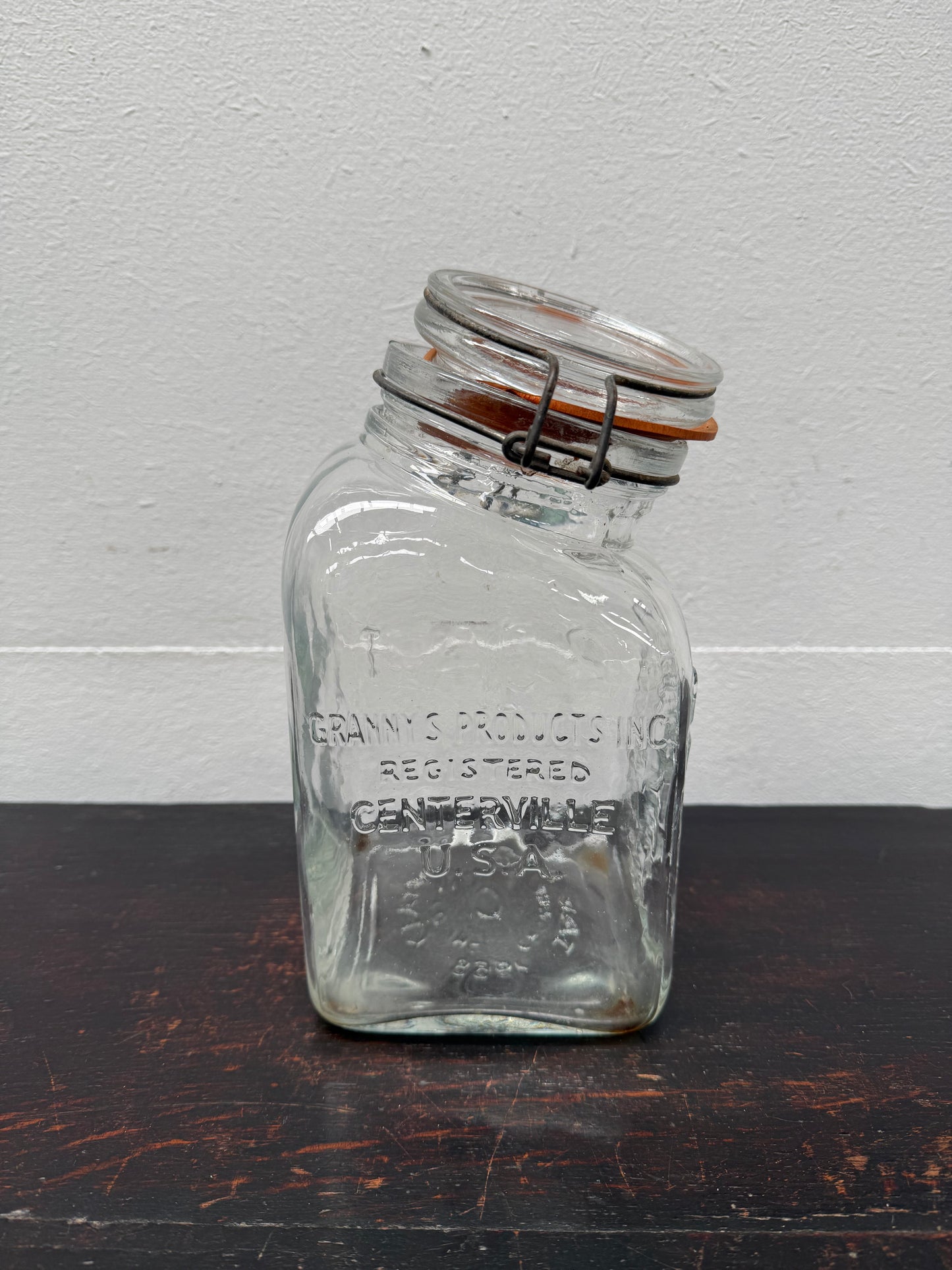 Vintage Granny's Glass Counter Jar