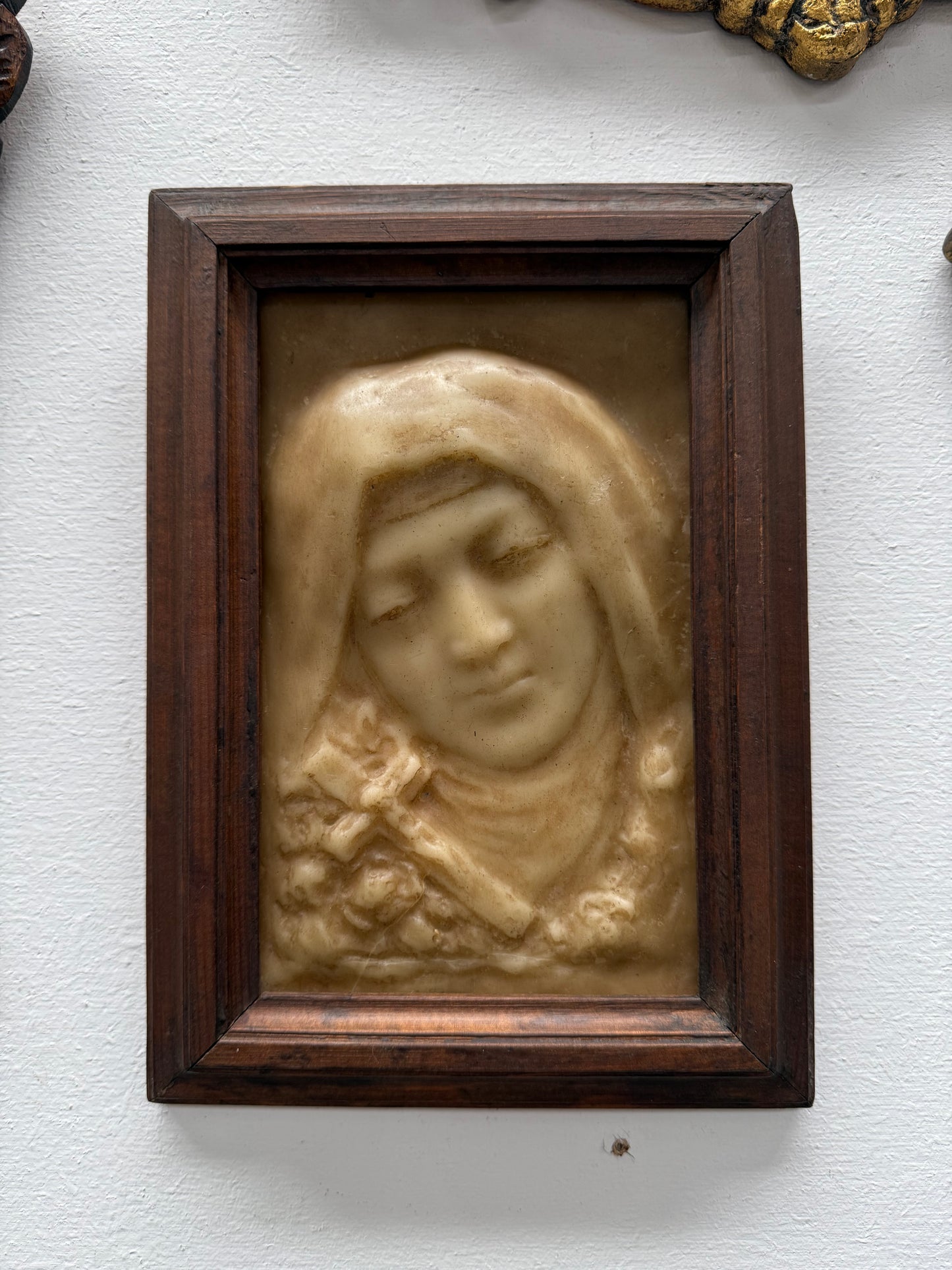 Antique Wax Plaque Featuring Our Lady