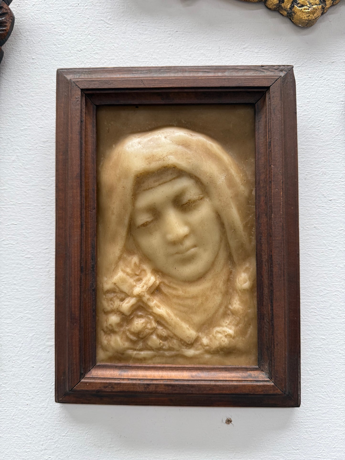 Antique Wax Plaque Featuring Our Lady