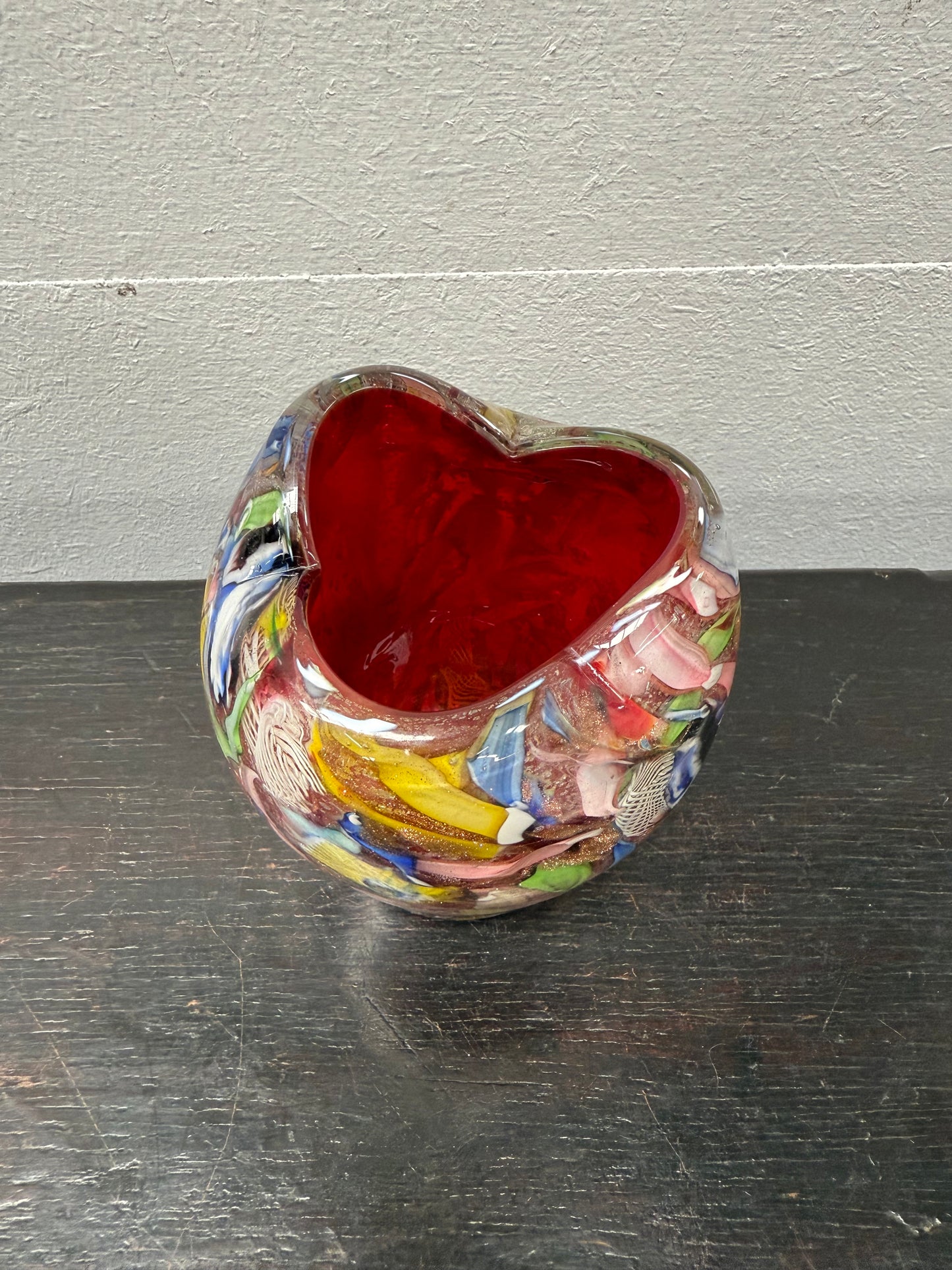 Heavy Quality Vintage Murano Auema Tutti Frutti Vase
