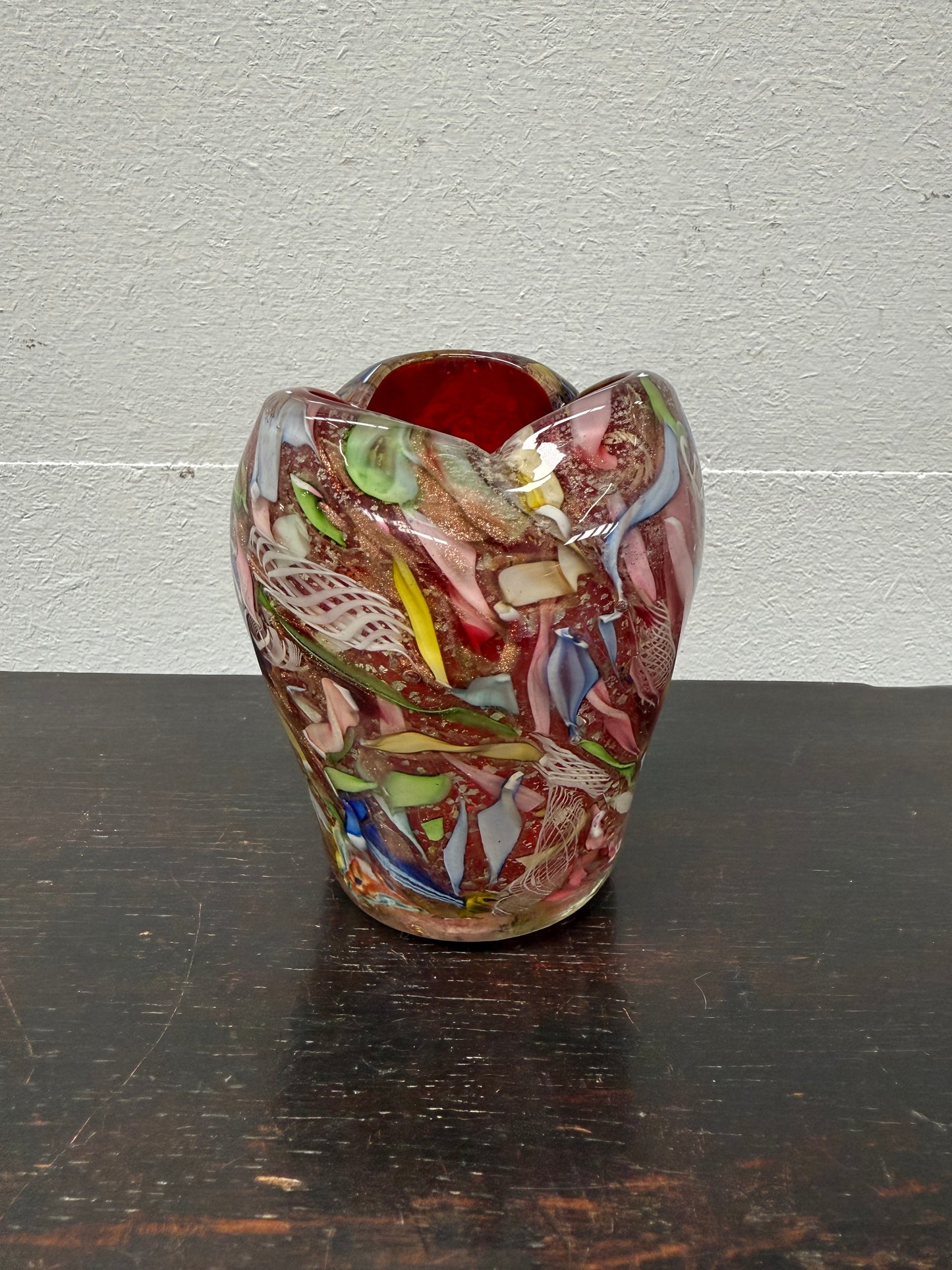 Heavy Quality Vintage Murano Auema Tutti Frutti Vase