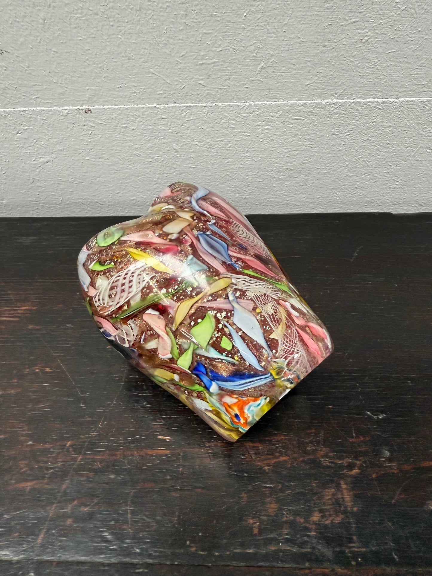 Heavy Quality Vintage Murano Auema Tutti Frutti Vase