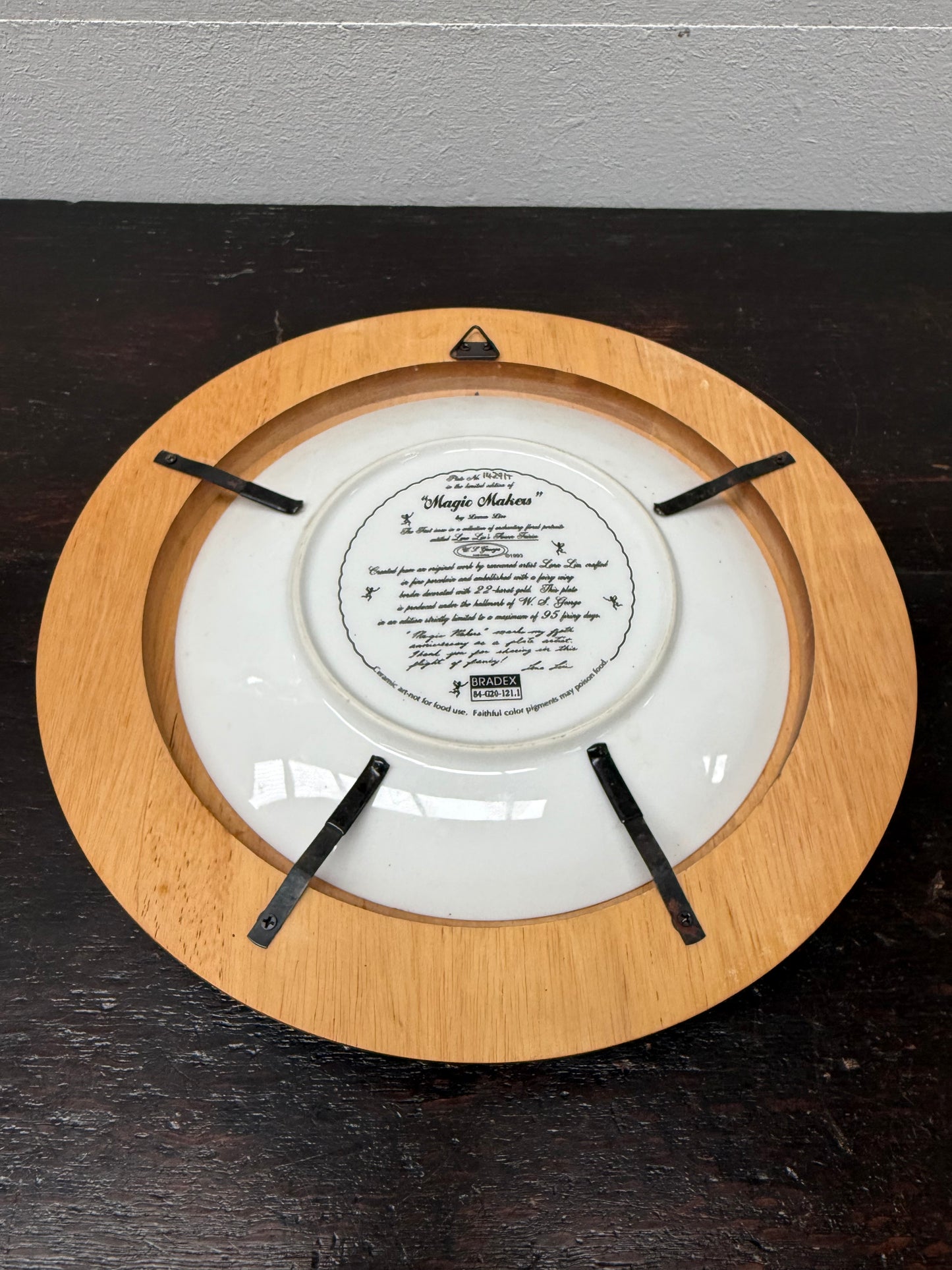 Pair Pretty Limited Edition Plates In Round Wooden Frames