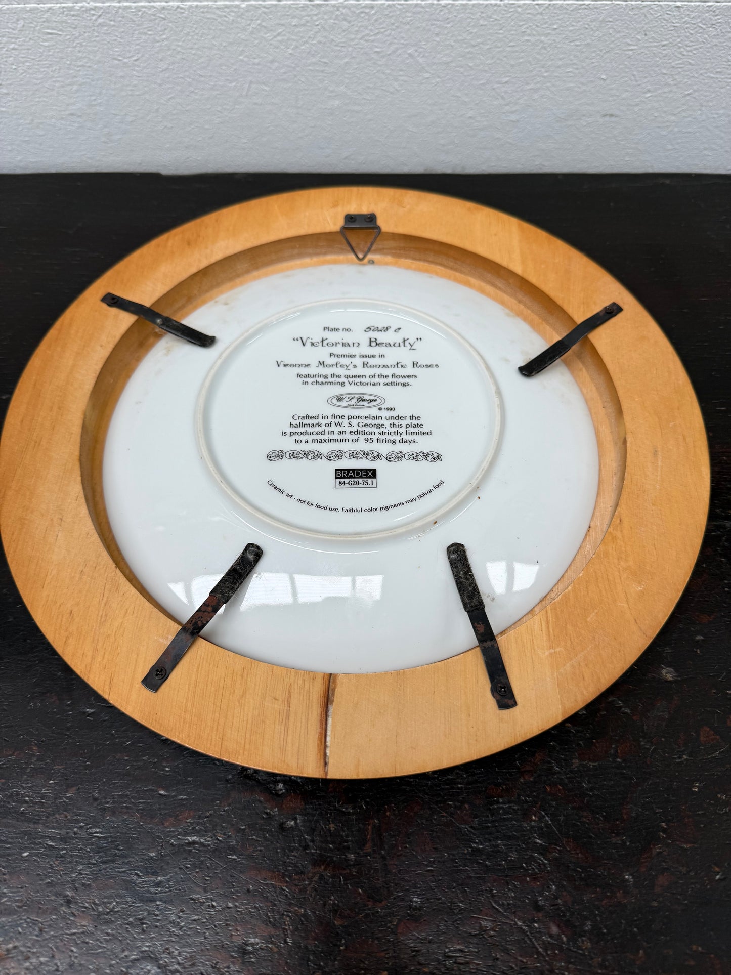 Pair Pretty Limited Edition Plates In Round Wooden Frames