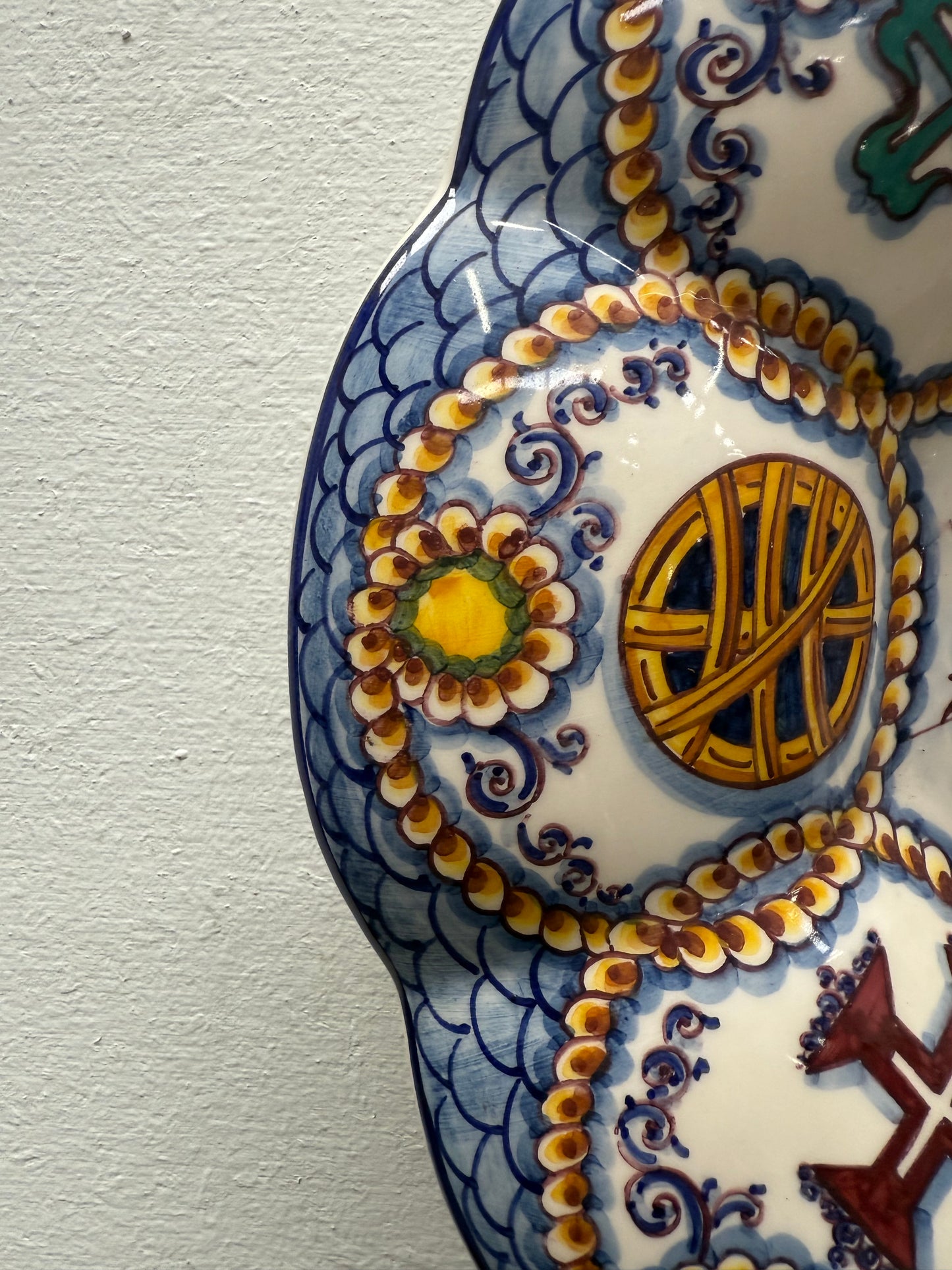 Vintage Hand Painted Portugal Majolica Display Plate