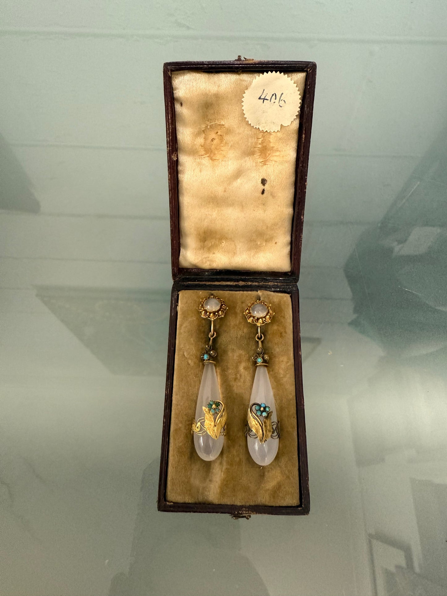 Rare 15ct Georgian Chalcedony Drop Earrings