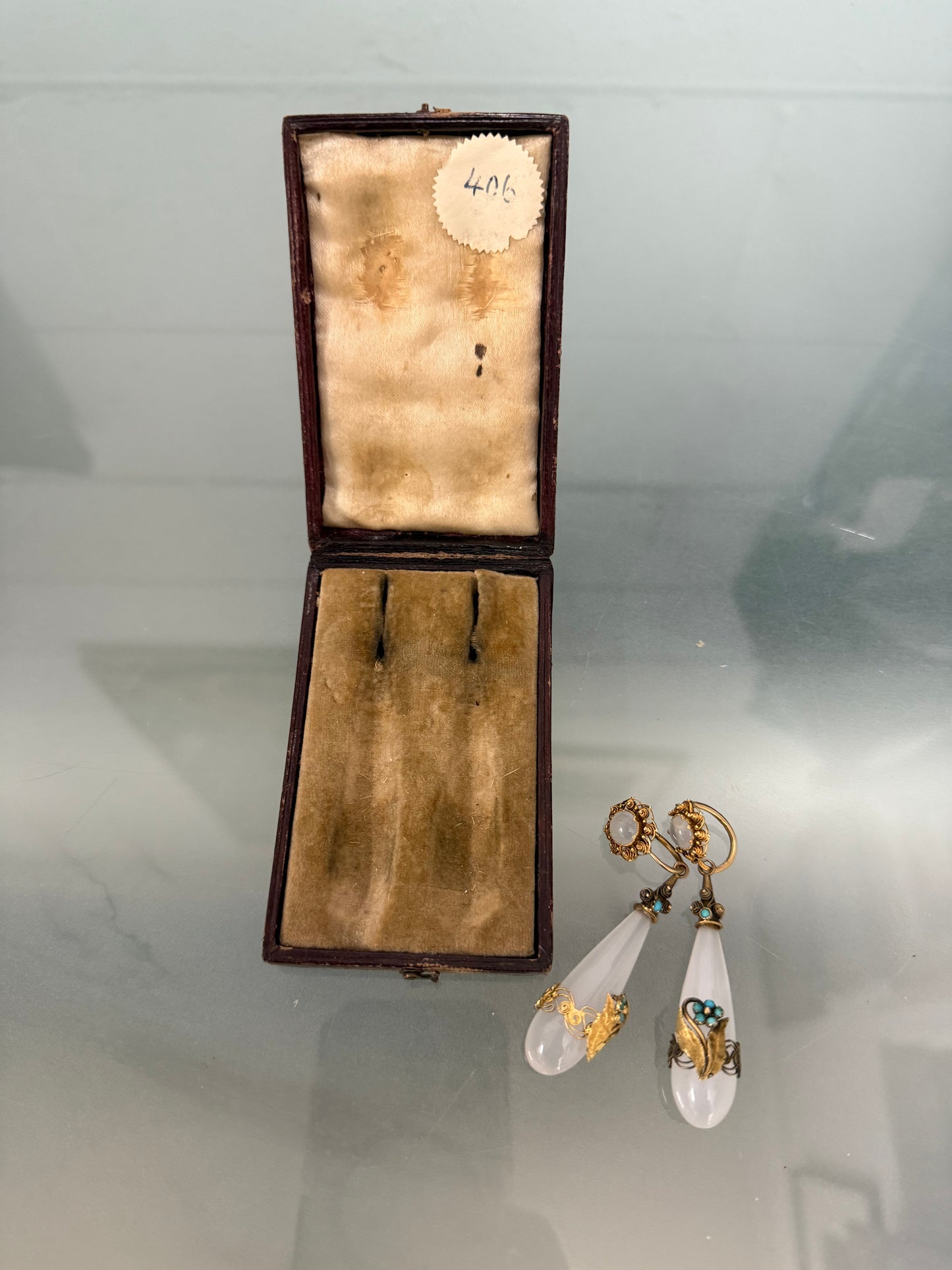 Rare 15ct Georgian Chalcedony Drop Earrings