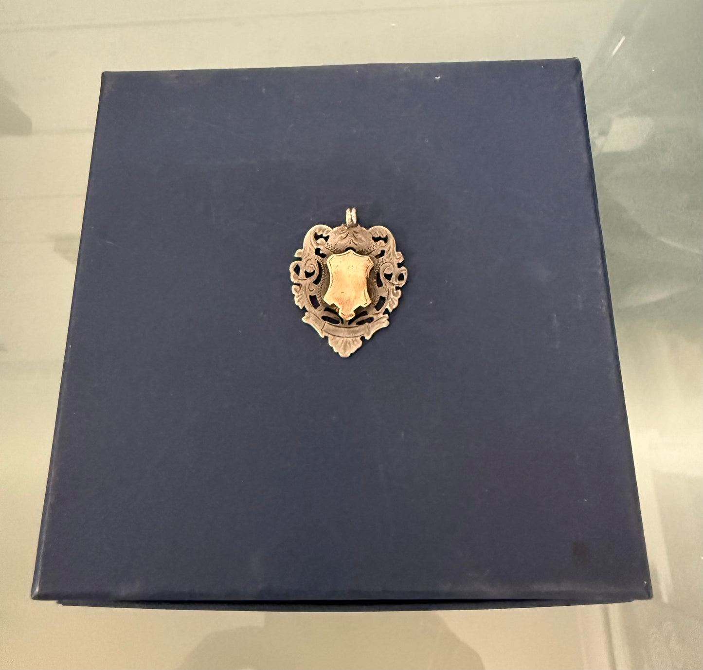 Antique English Fob Medallion With Rose Gold Shield