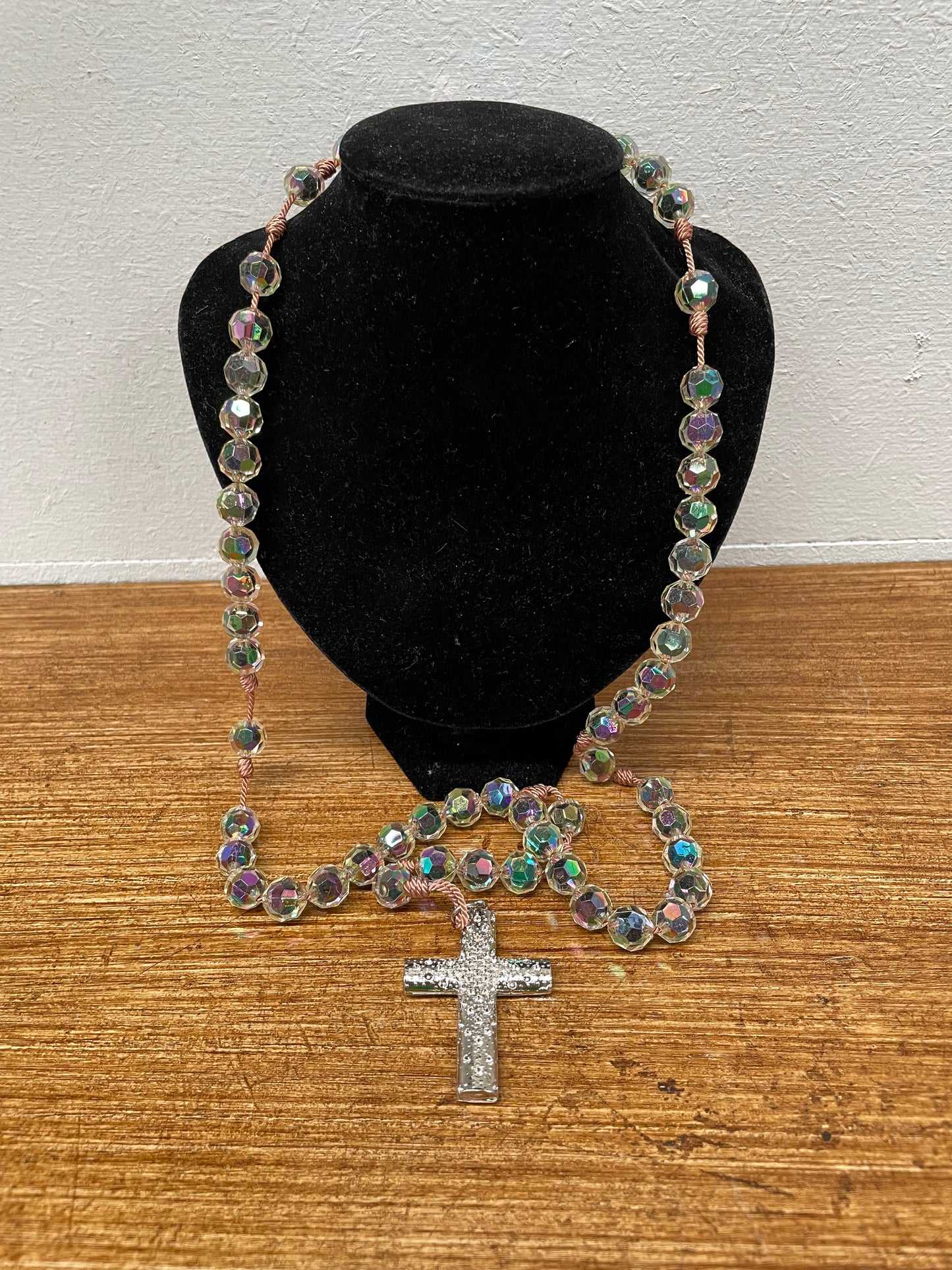 Vintage Heavy Knotted Faux Crystal Rosary Beads