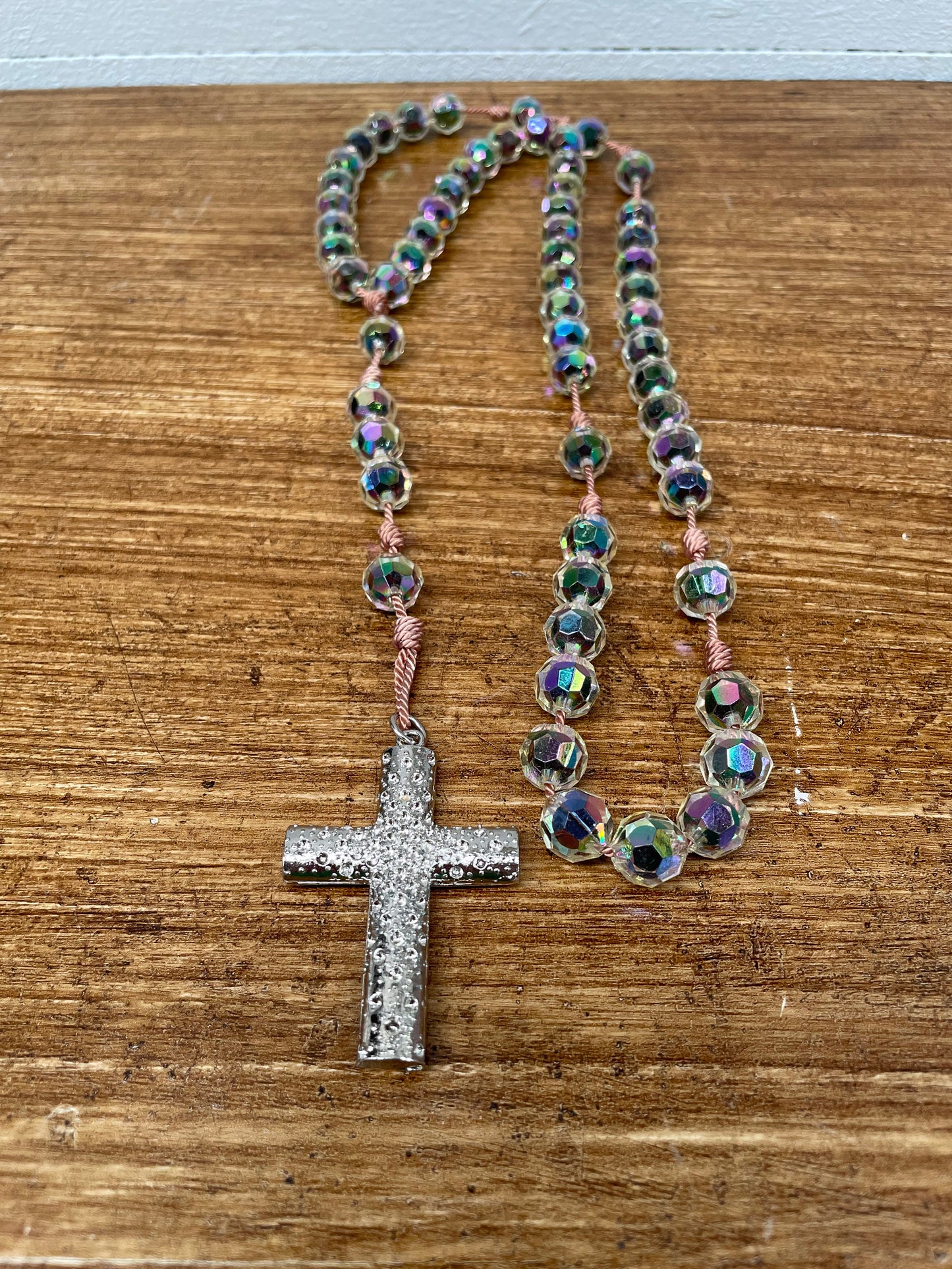 Vintage Heavy Knotted Faux Crystal Rosary Beads