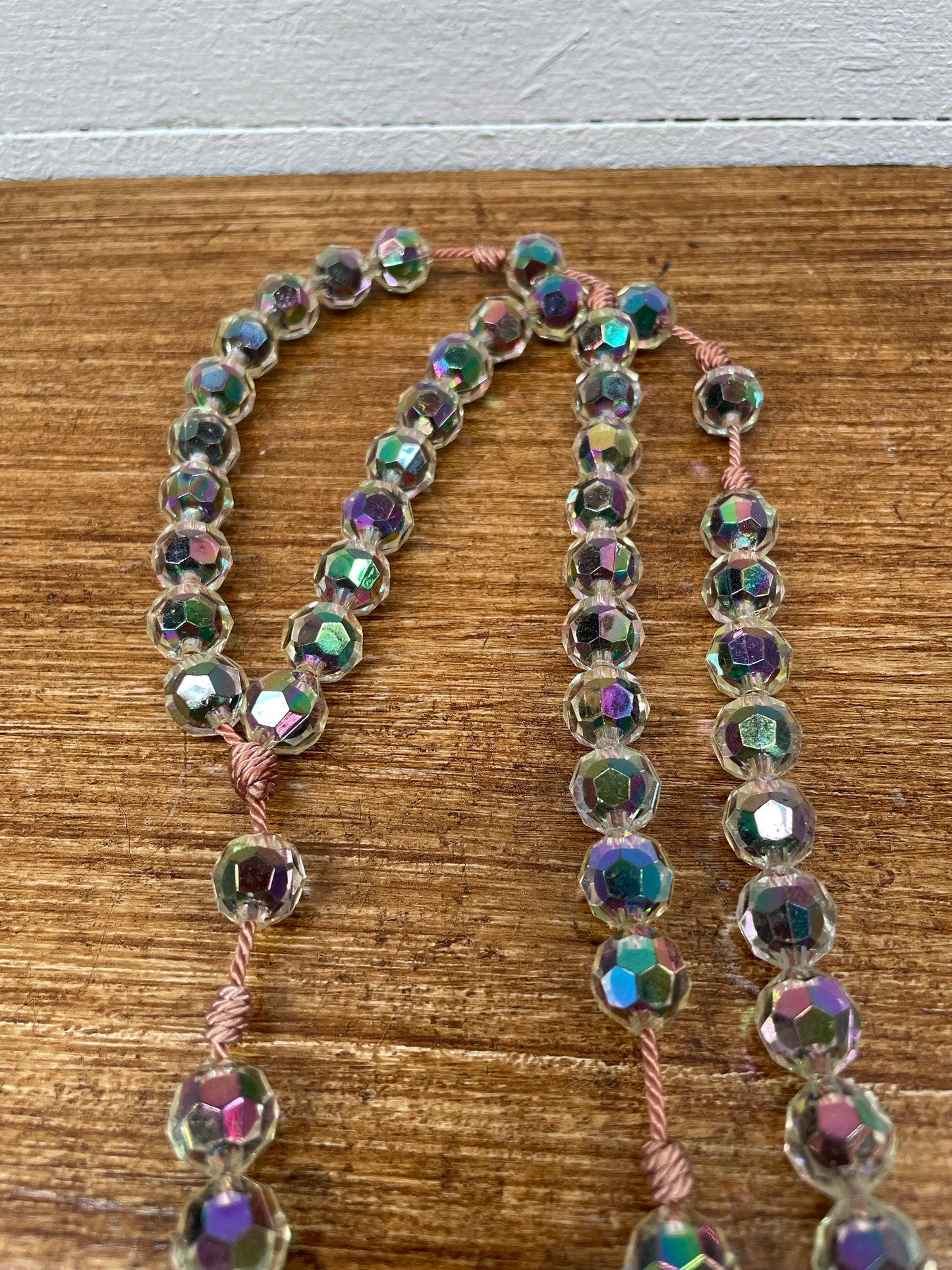 Vintage Heavy Knotted Faux Crystal Rosary Beads