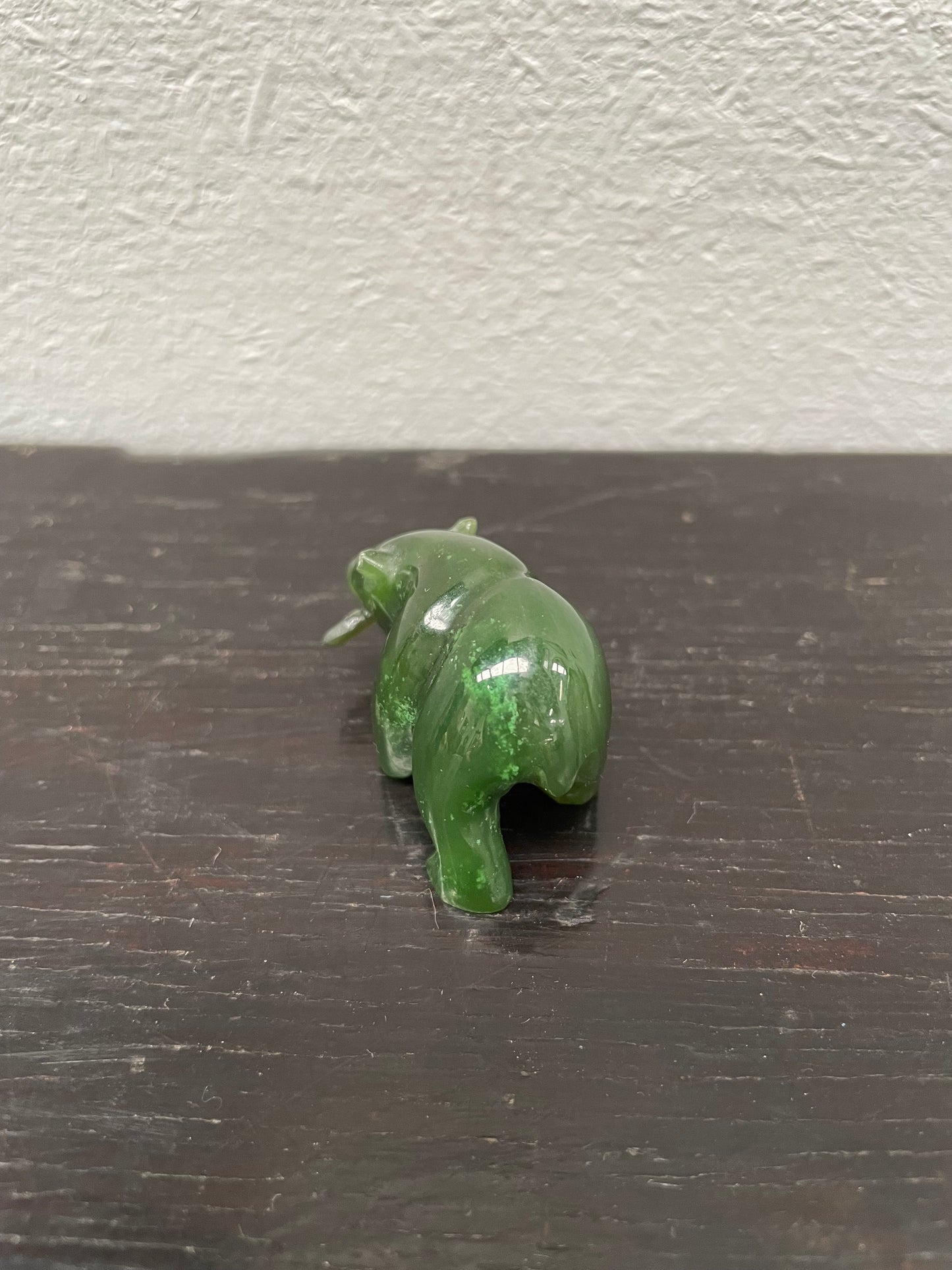 Vintage Carved Jade Bear With Fish