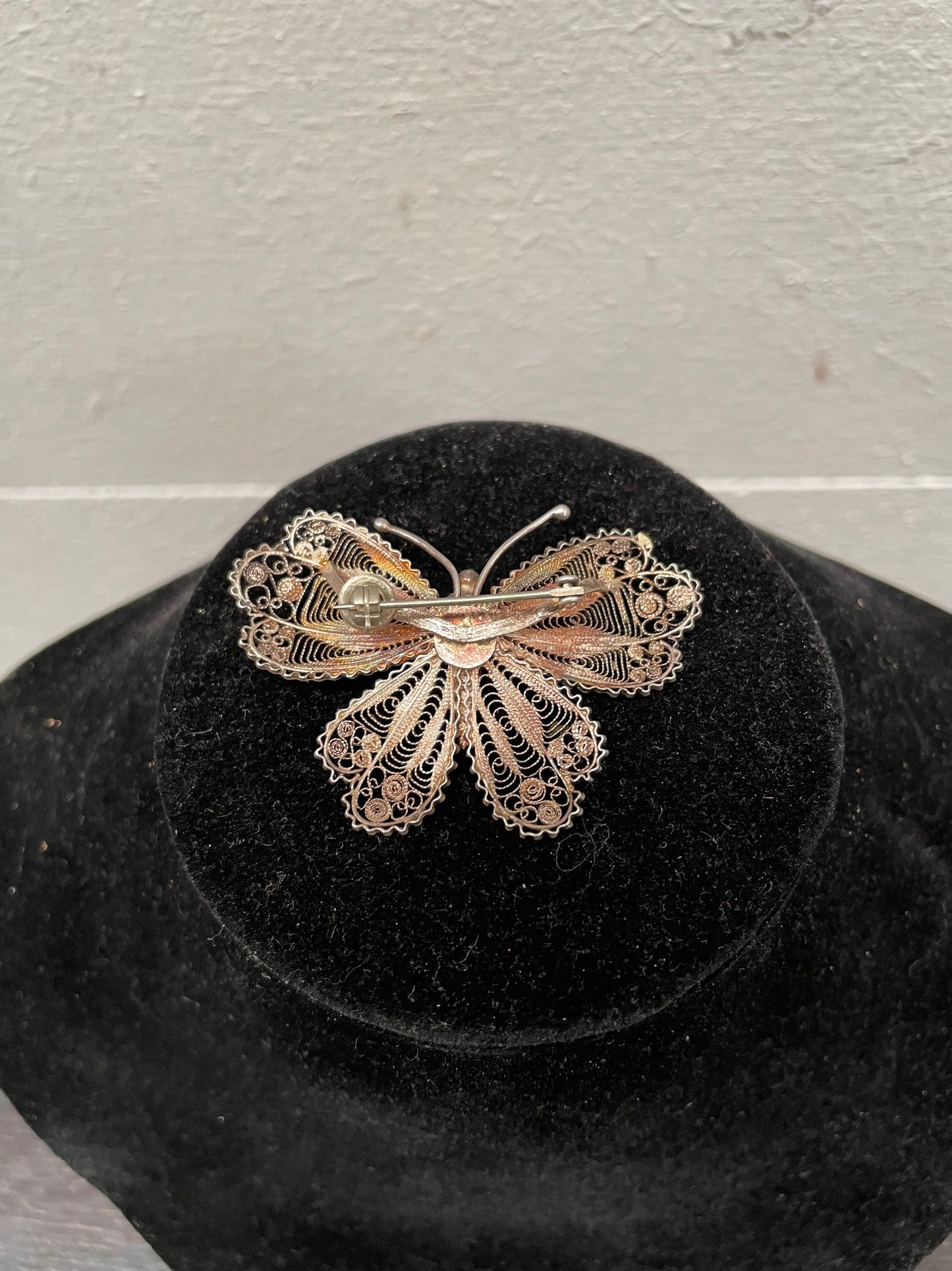 Vintage Intricate Silver Filigree Butterfly Brooch