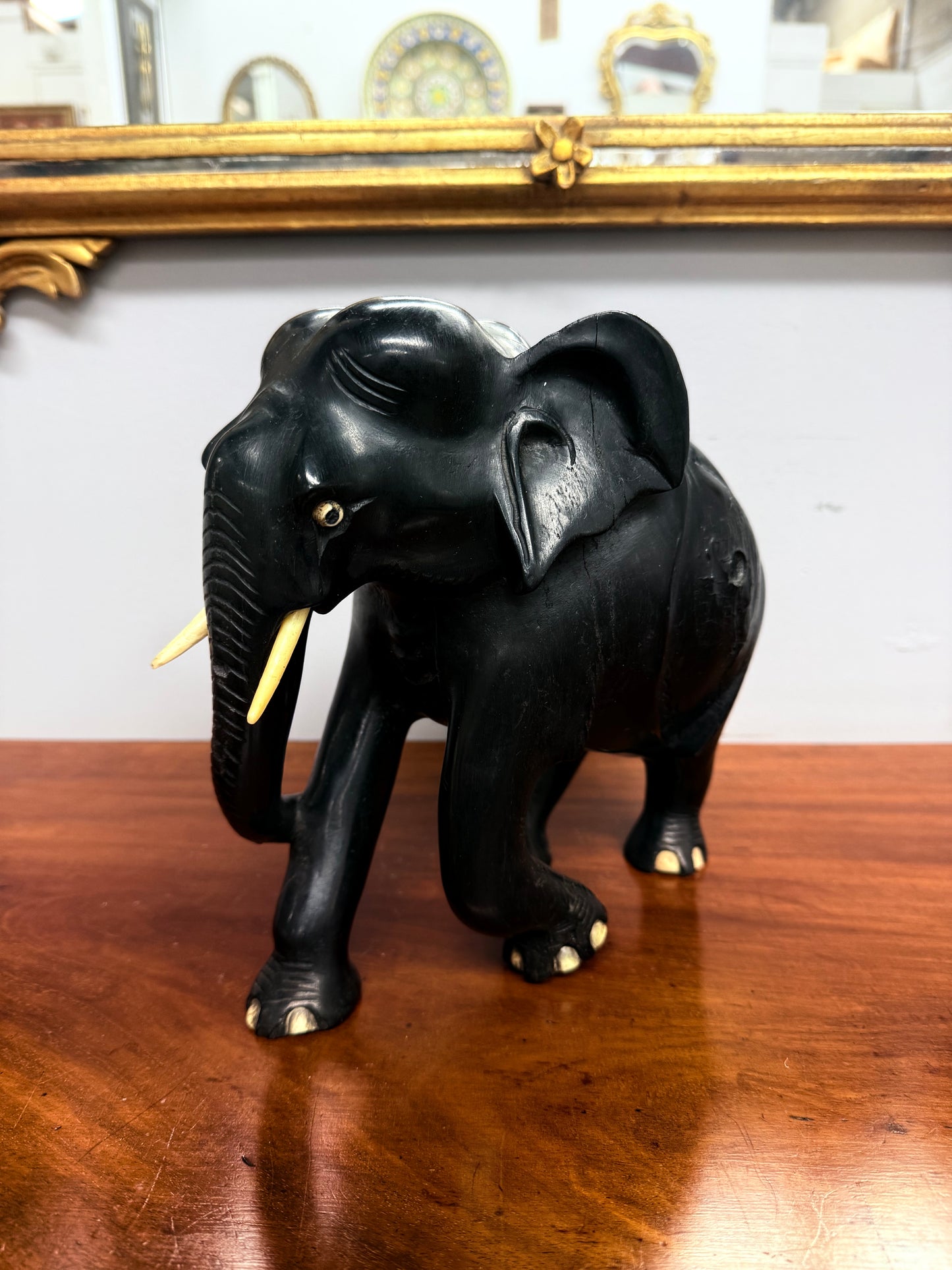 Antique Ebony Wood Hand Carved Elephant