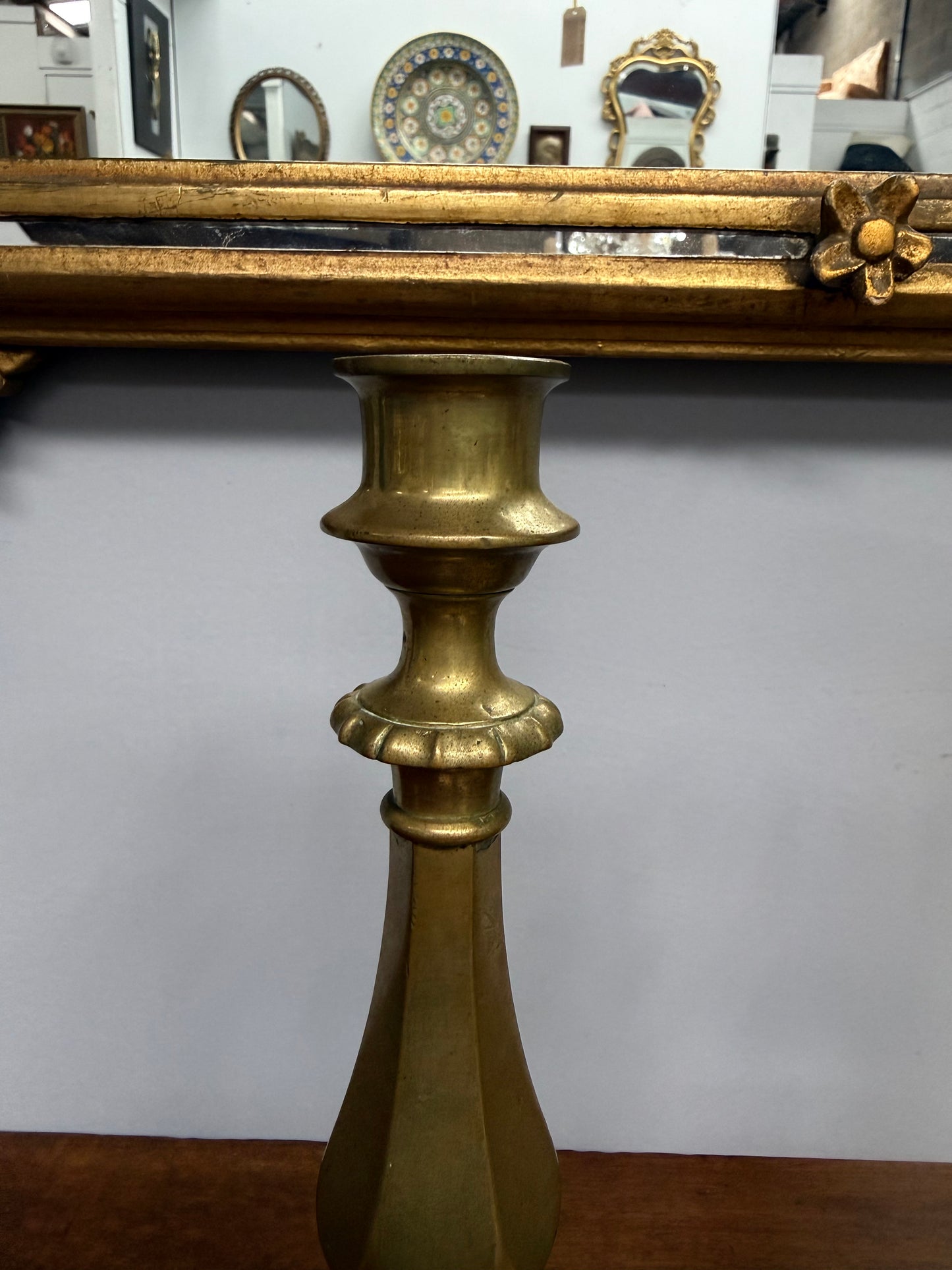 Pair of Antique Bell Metal Candle Sticks