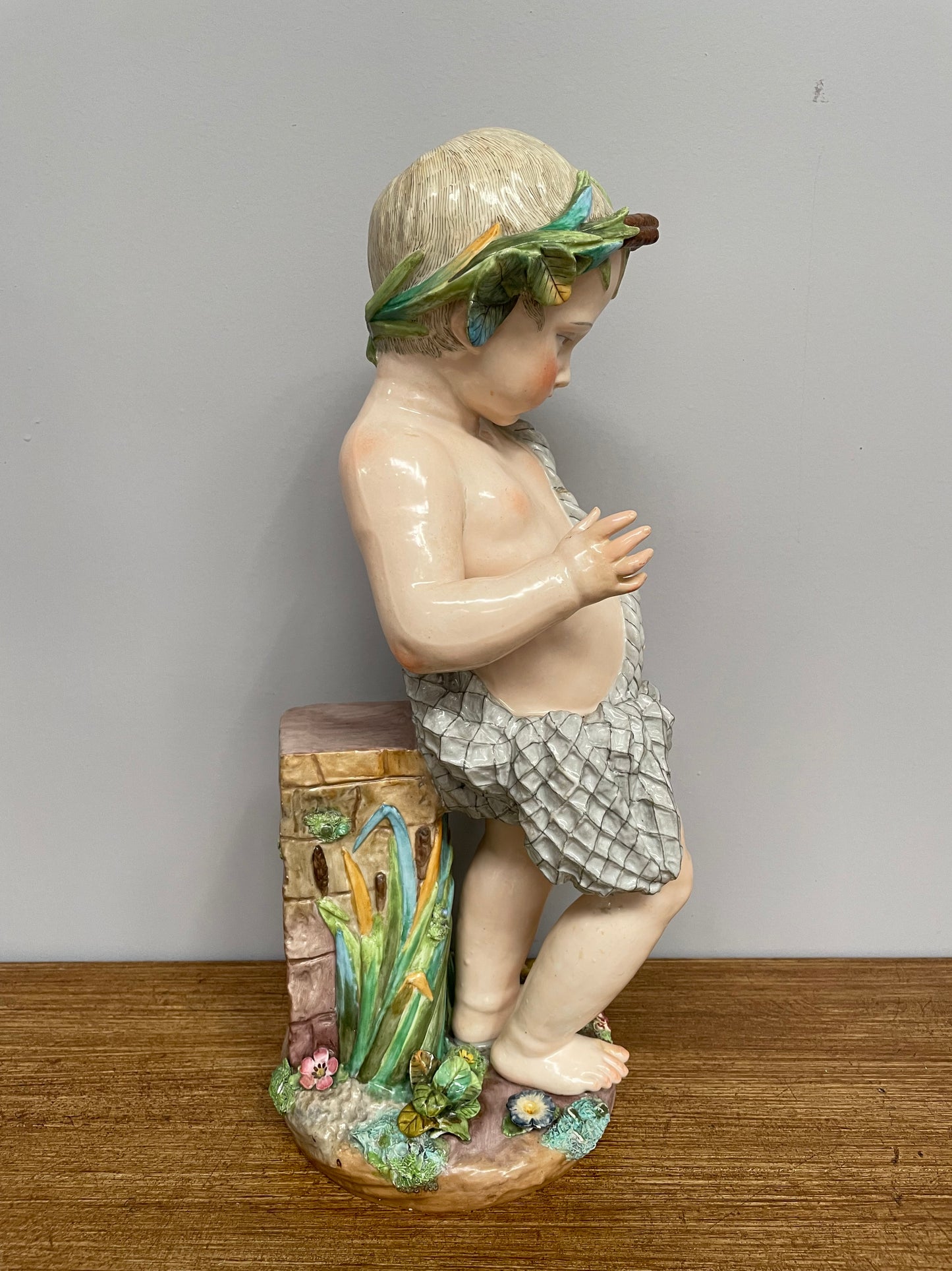 Lovely large Antique Meissen porcelain cherub statue underglaze blue mark late 18th/early 19th Century. It is in good original condition.