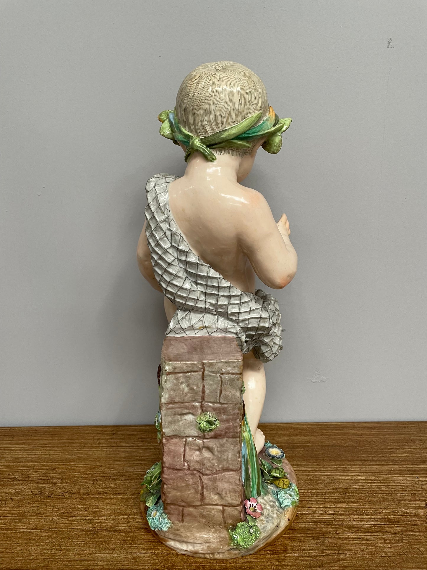 Lovely large Antique Meissen porcelain cherub statue underglaze blue mark late 18th/early 19th Century. It is in good original condition.