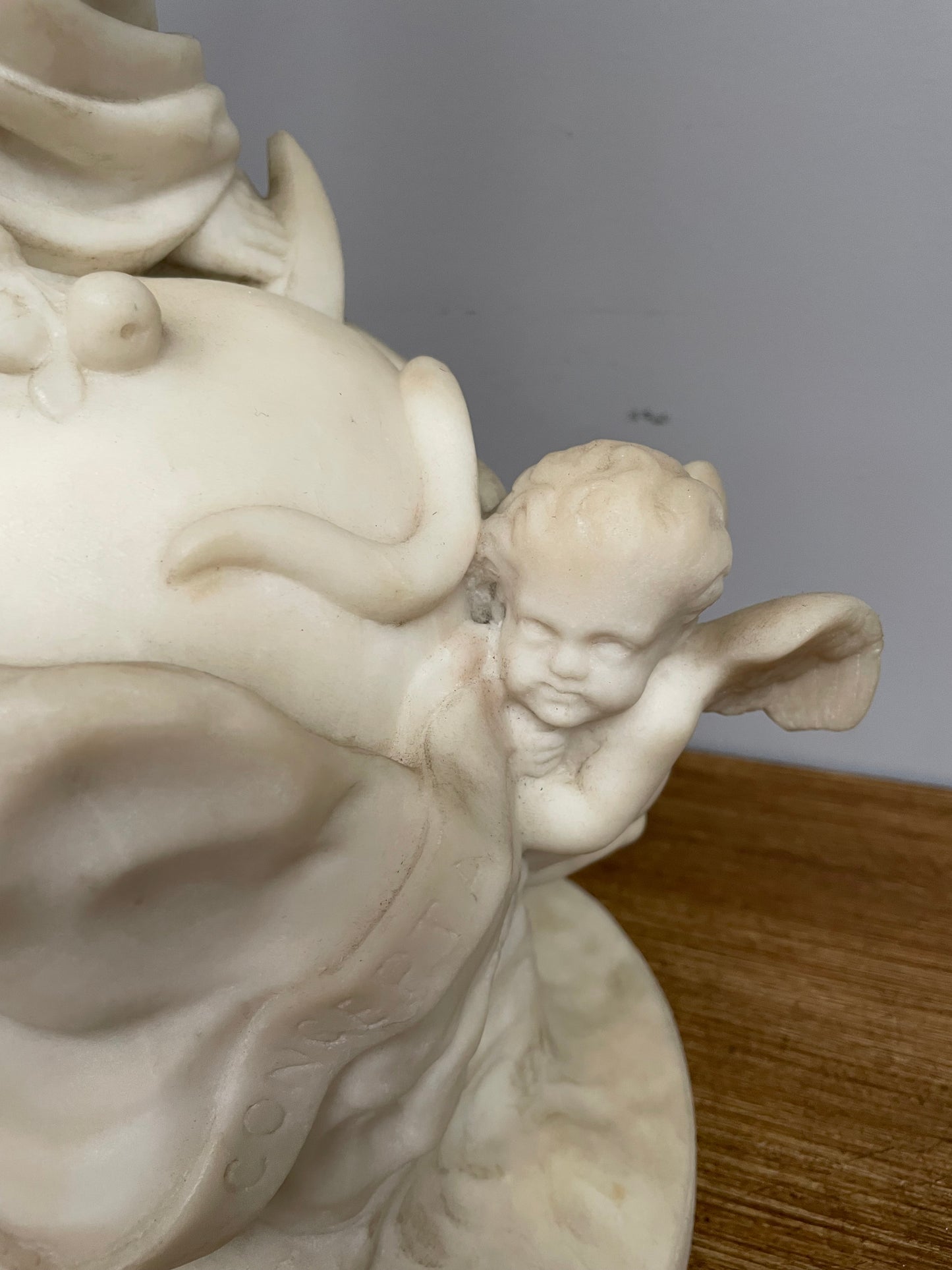Antique French Marble Figure Of "Our Lady"