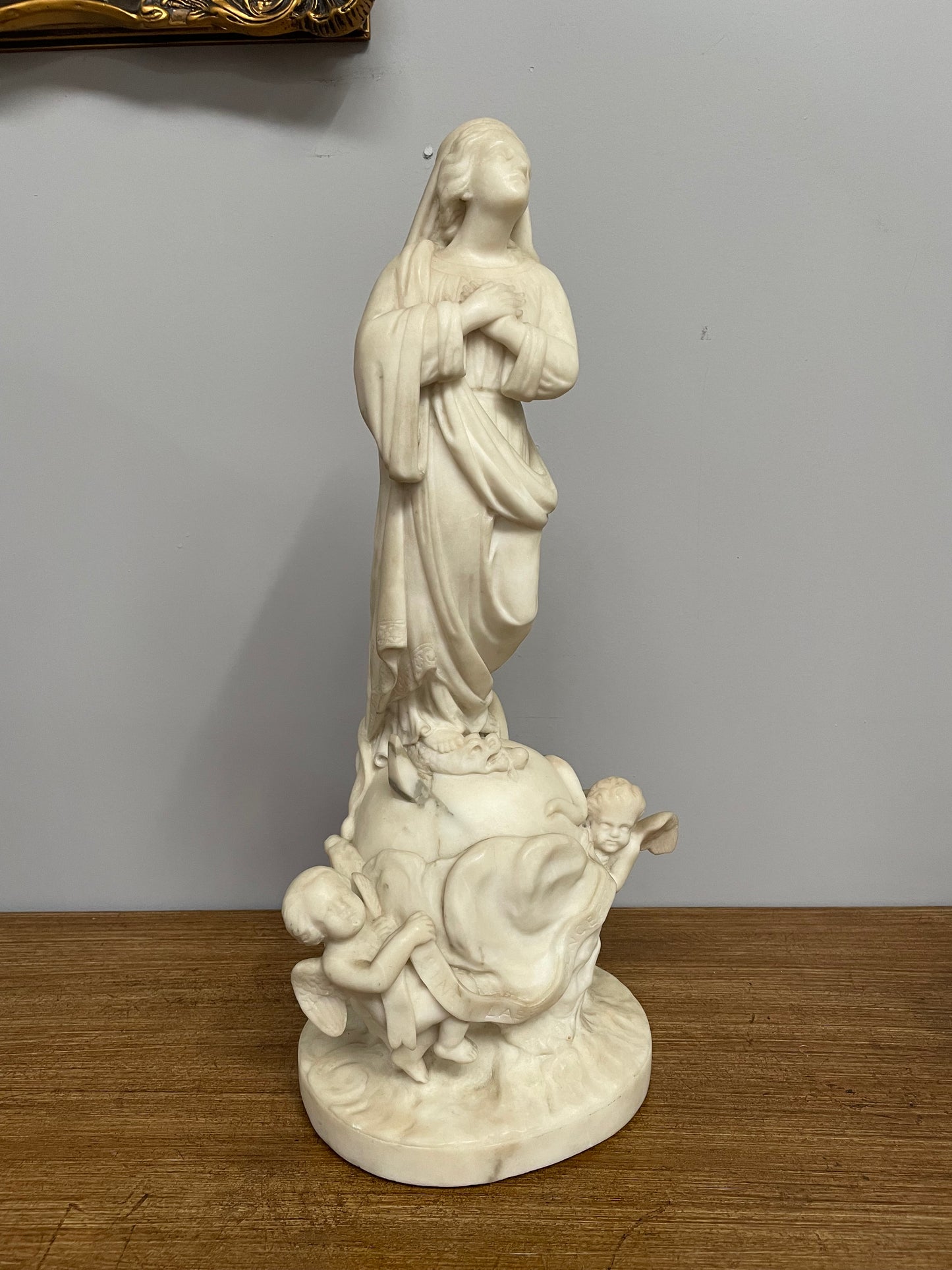Antique French Marble Figure Of "Our Lady"